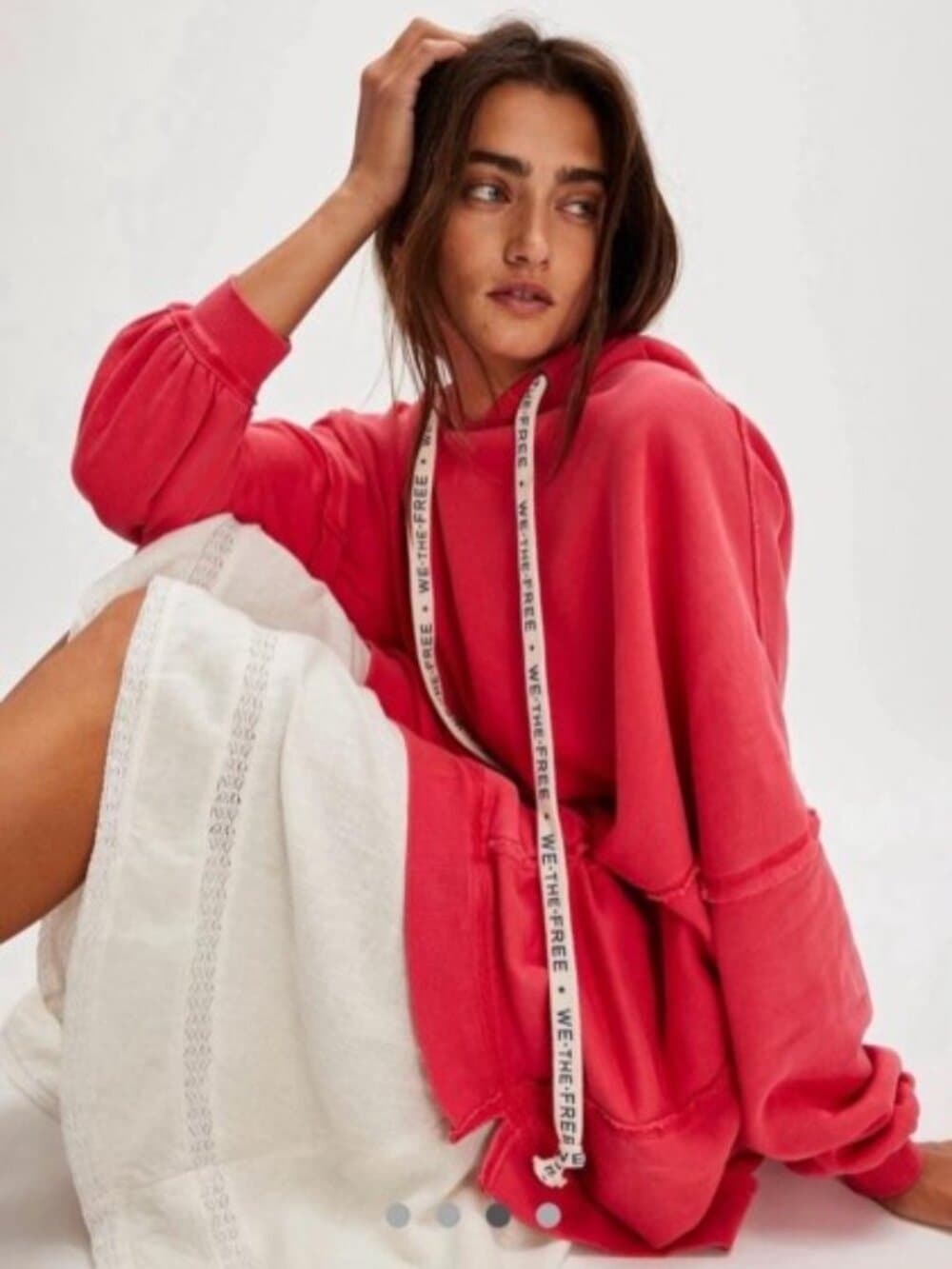 We The Free Red Oversized Women's Hoodie Size Large - Thumbnail 2