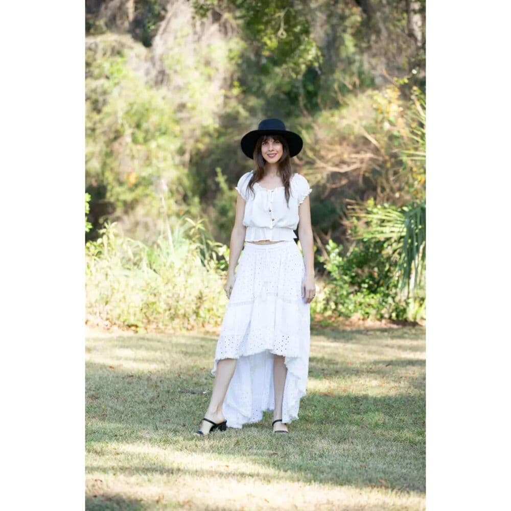 Elegant Grace Dipped Hem Schiffli Skirt - Thumbnail 2