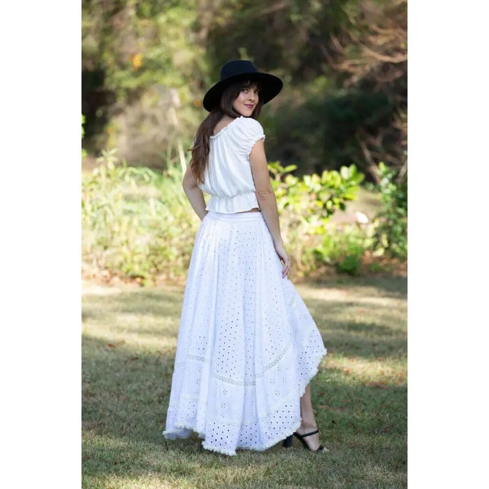 Elegant Grace Dipped Hem Schiffli Skirt - Thumbnail 3