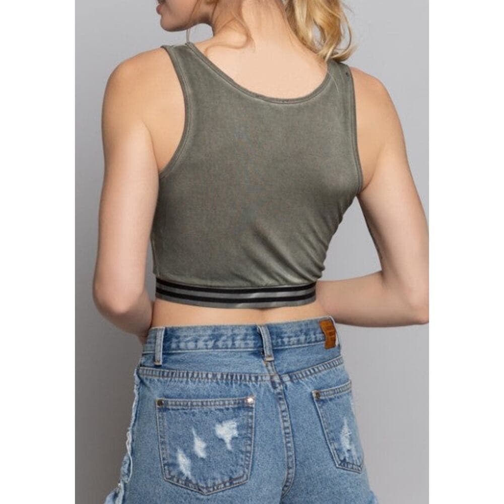 POL Striped Hem Crop Top - Thumbnail 3