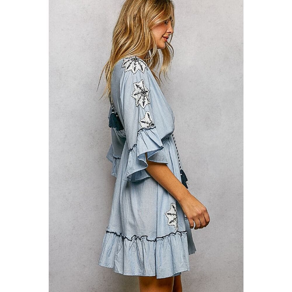 POL Light Denim Dress - Thumbnail 3
