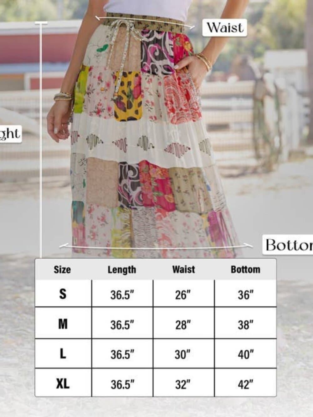 Boho Patchwork Tiered Long Skirt - Thumbnail 5
