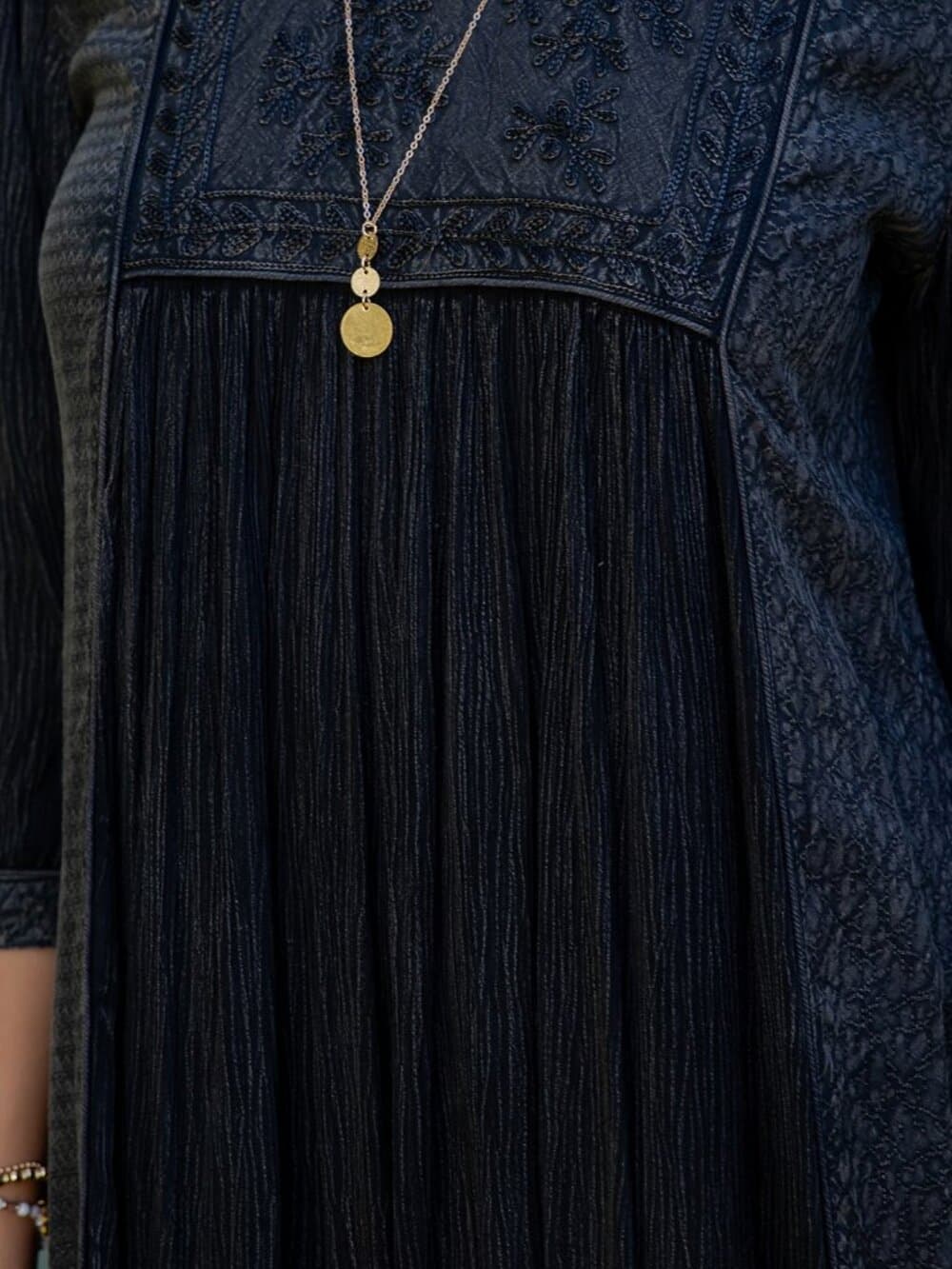 Boho Embroidered Ruffle Hem Babydoll Dress - Thumbnail 5
