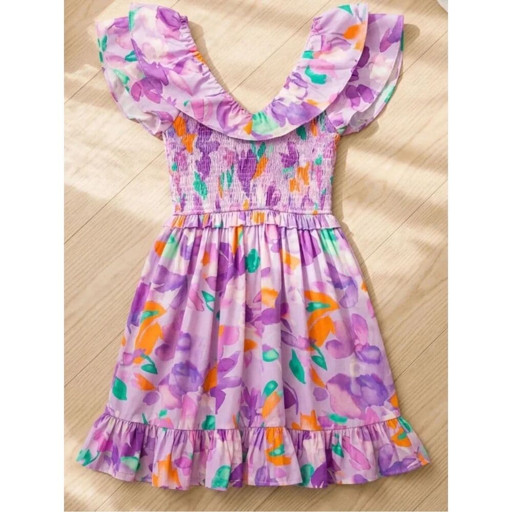Lilac dreamscape Floral Dress - Thumbnail 3