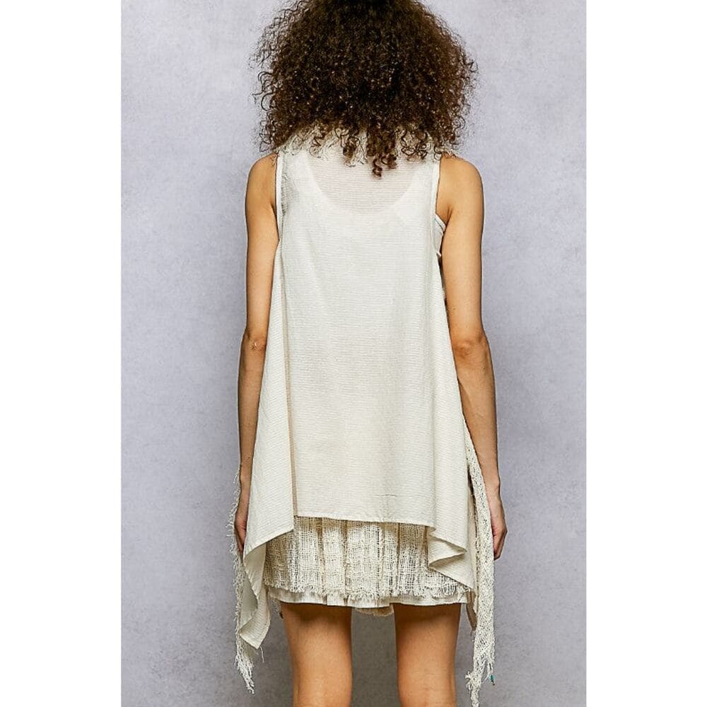 Fringe Circle Motif Trim Vest - Thumbnail 2