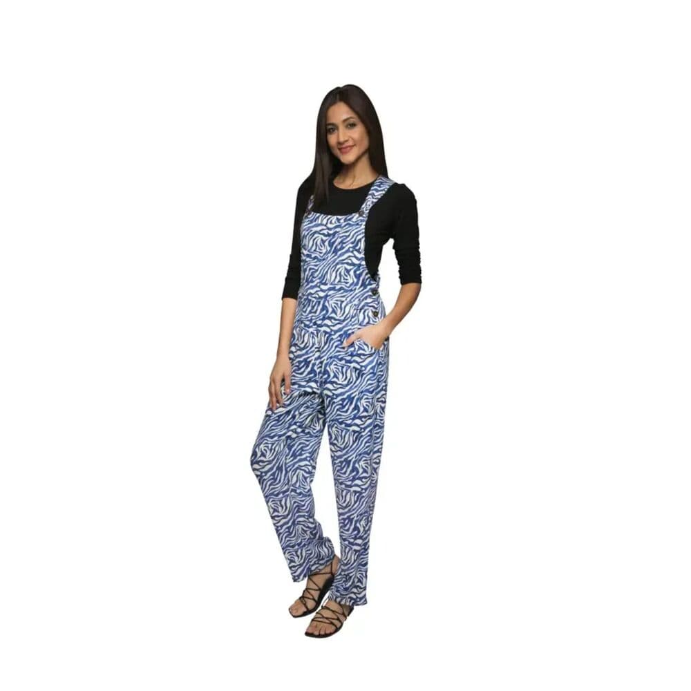 Blue & White Zebra Print Overall