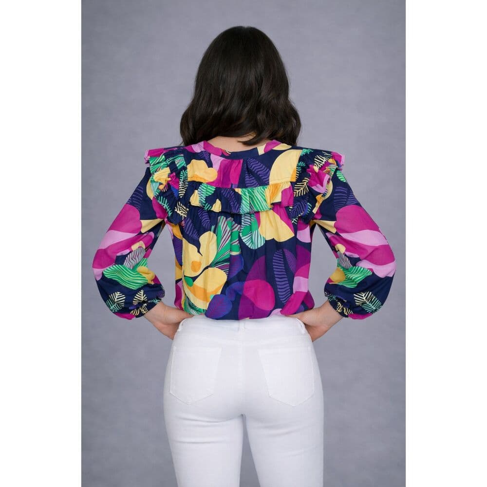 Cordelia Big Multi-Floral Ruffle Top - Thumbnail 2