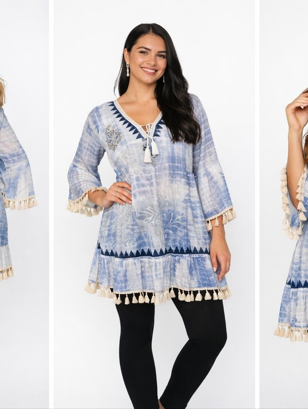 Bohemian Ocean Ethereal Tunic with Bell Sleeve