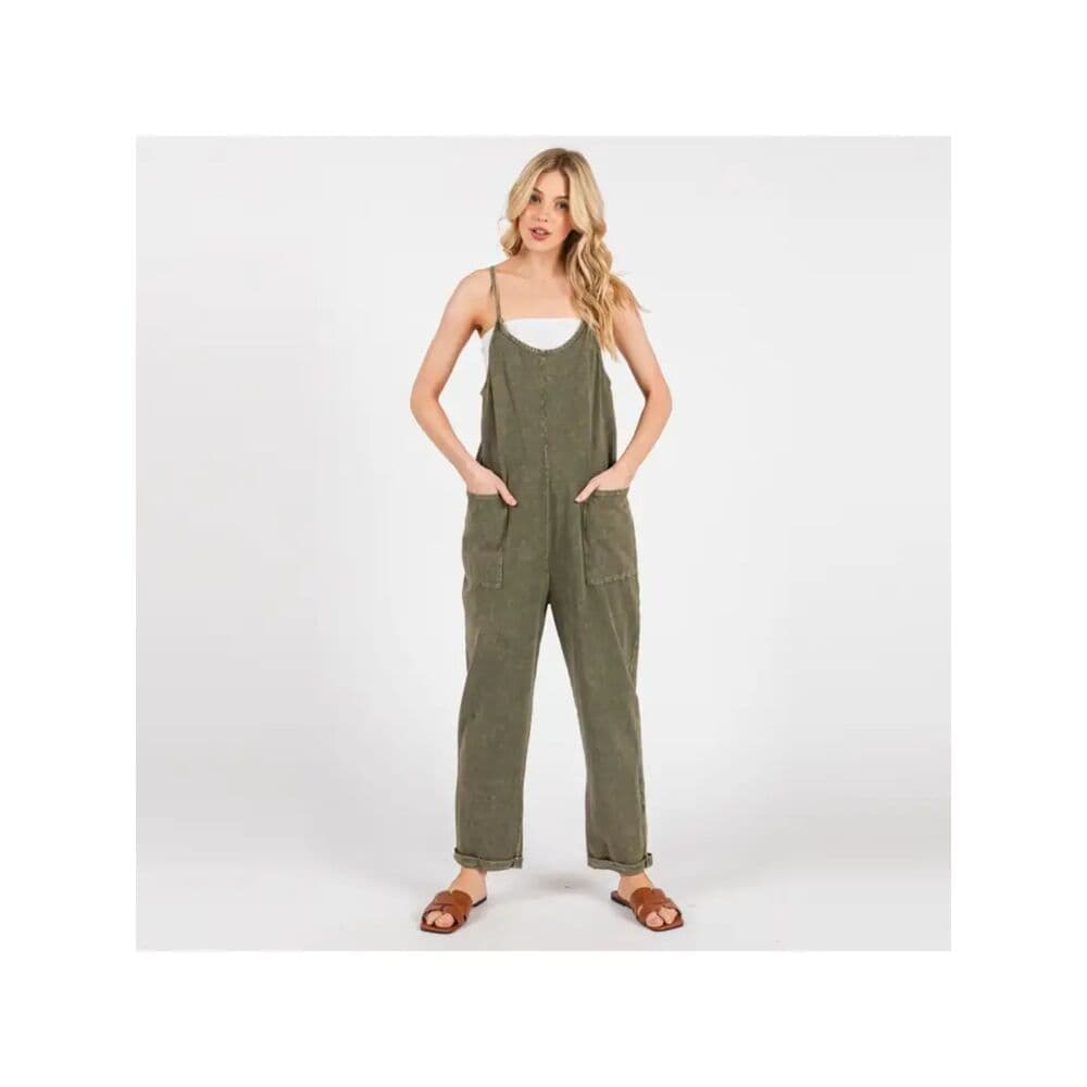 Washed Cami Roll-Up Jumpsuit - Thumbnail 2