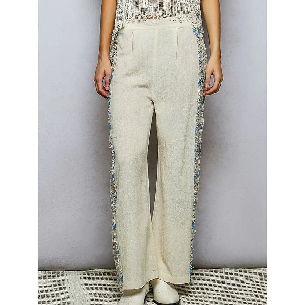 POL Dart Point Side Stripe Contrast Straight Pants - Thumbnail 2