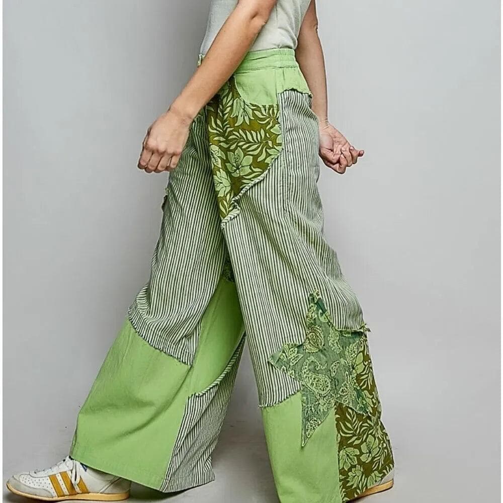 POL Bohemian Stripe Star Patchwork Pants - Thumbnail 2