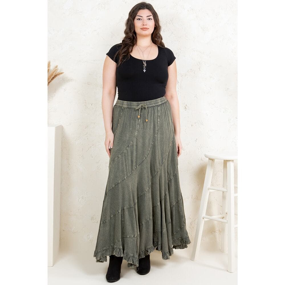 Mid-Length Skirt with Asymmetrical Bias Panels - Thumbnail 2