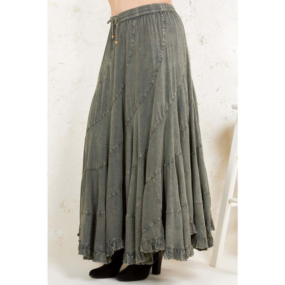 Mid-Length Skirt with Asymmetrical Bias Panels - Thumbnail 3