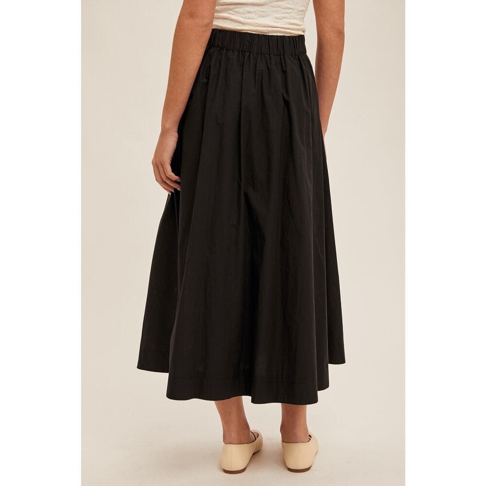 Poplin Midi Swing Skirt With Pockets - Thumbnail 3