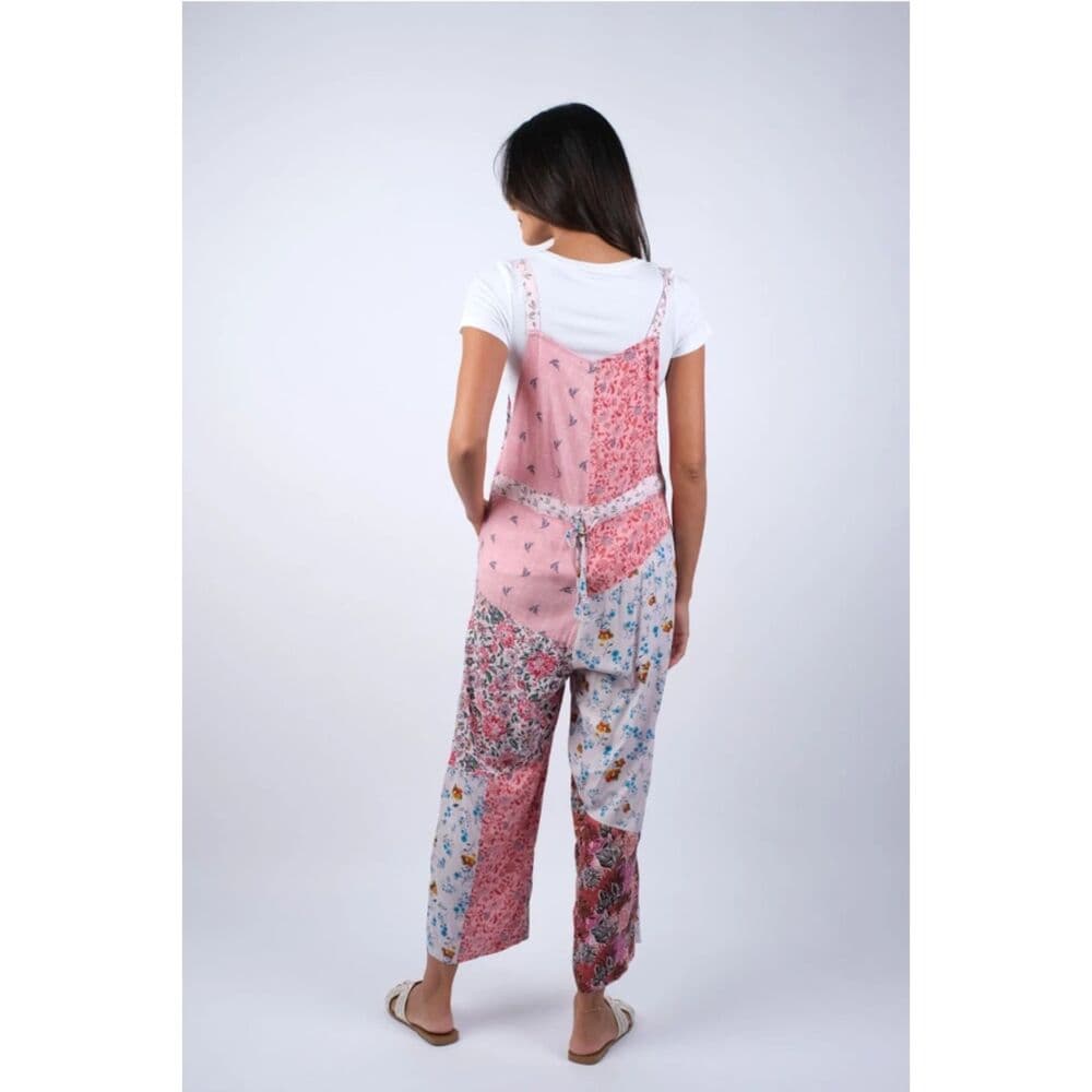 Petal Harmony Patchwork Chic Overalls - Thumbnail 3