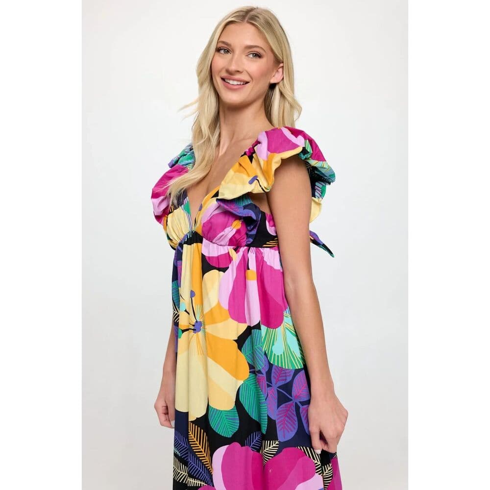 Lola Tropical Floral Ruffle Dress - Thumbnail 2