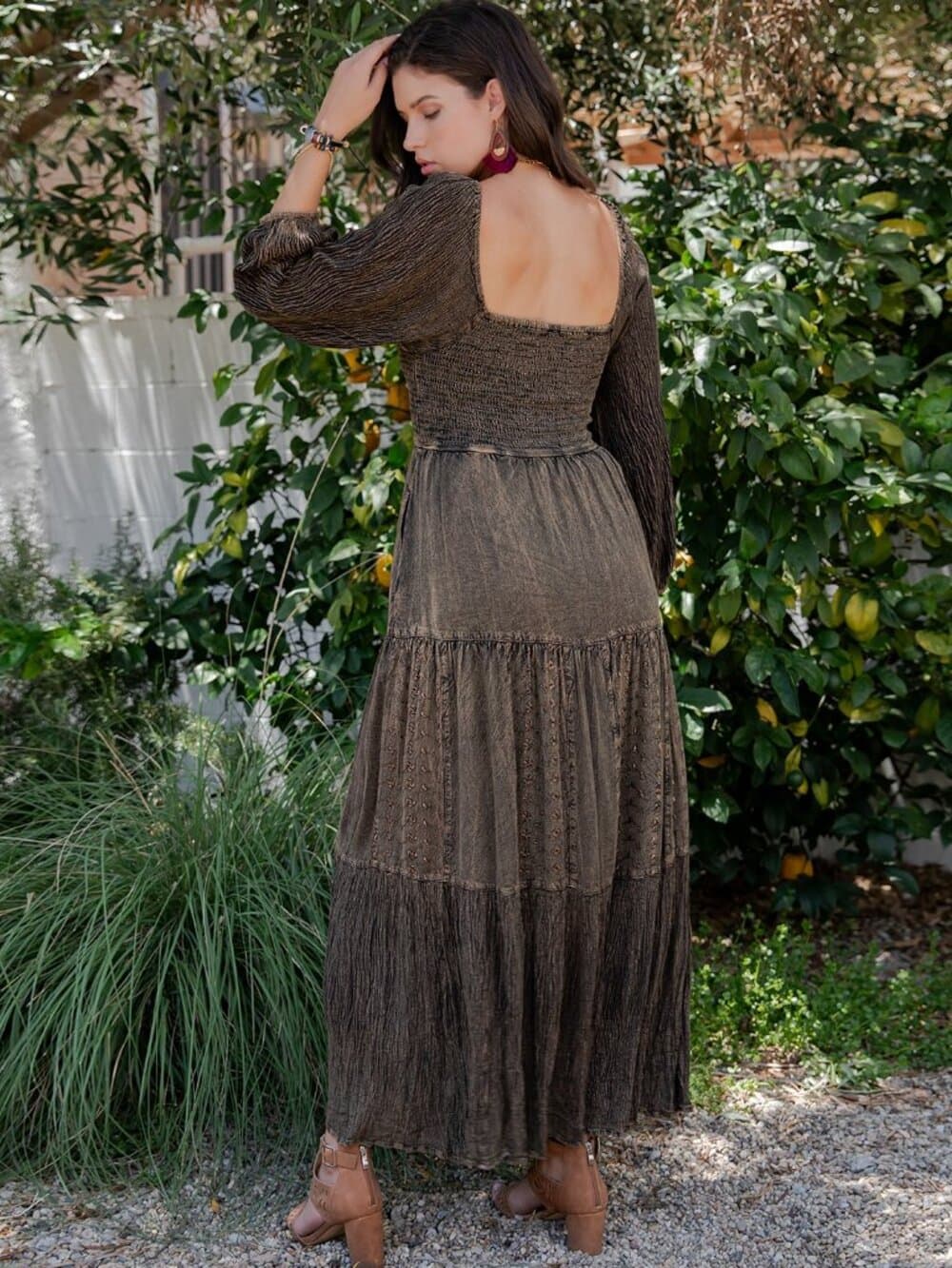 Embroidered Empire Mid-Length Dress - Thumbnail 3