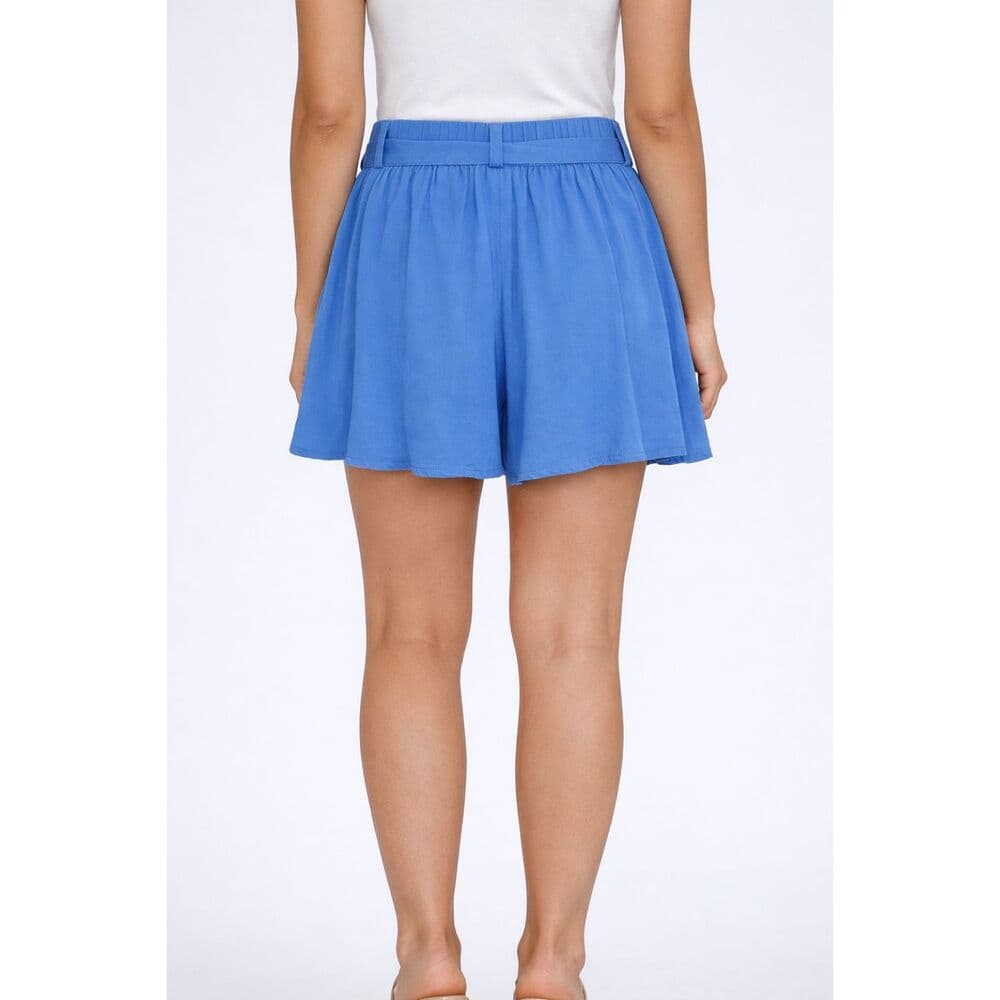 Flowy Linen Shorts with Belt - Thumbnail 2
