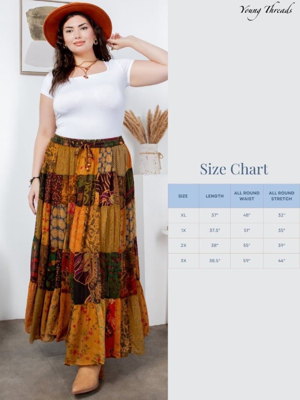 Rustic Boho Patchwork Maxi Skirt - Thumbnail 4
