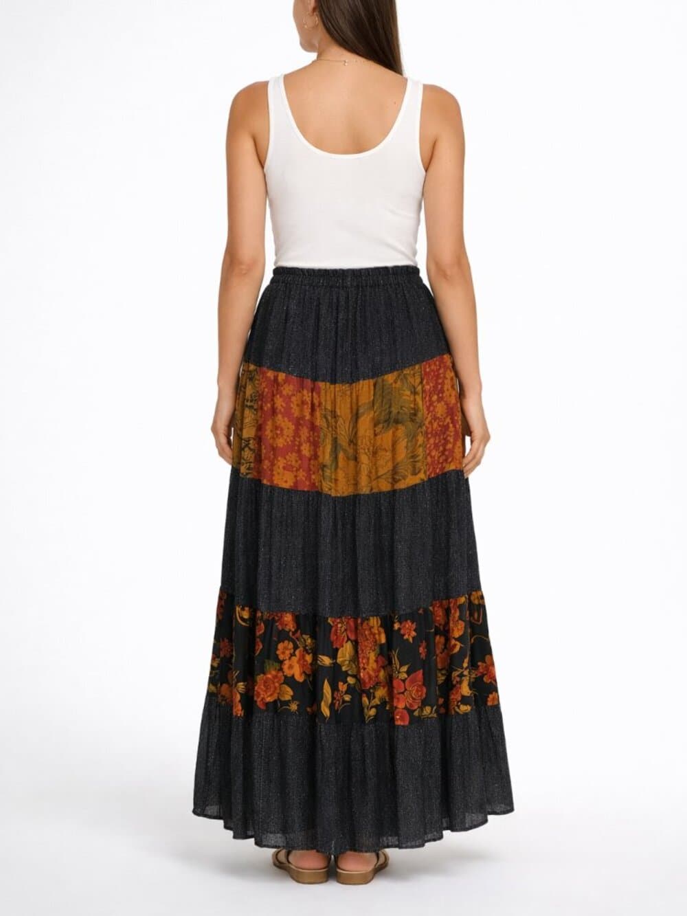 Rustic Boho Patchwork Maxi Skirt - Thumbnail 2