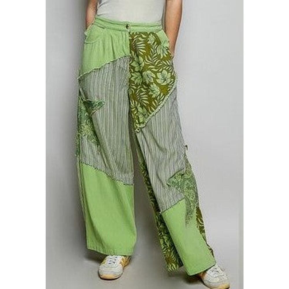 POL Bohemian Stripe Star Patchwork Pants - Thumbnail 4