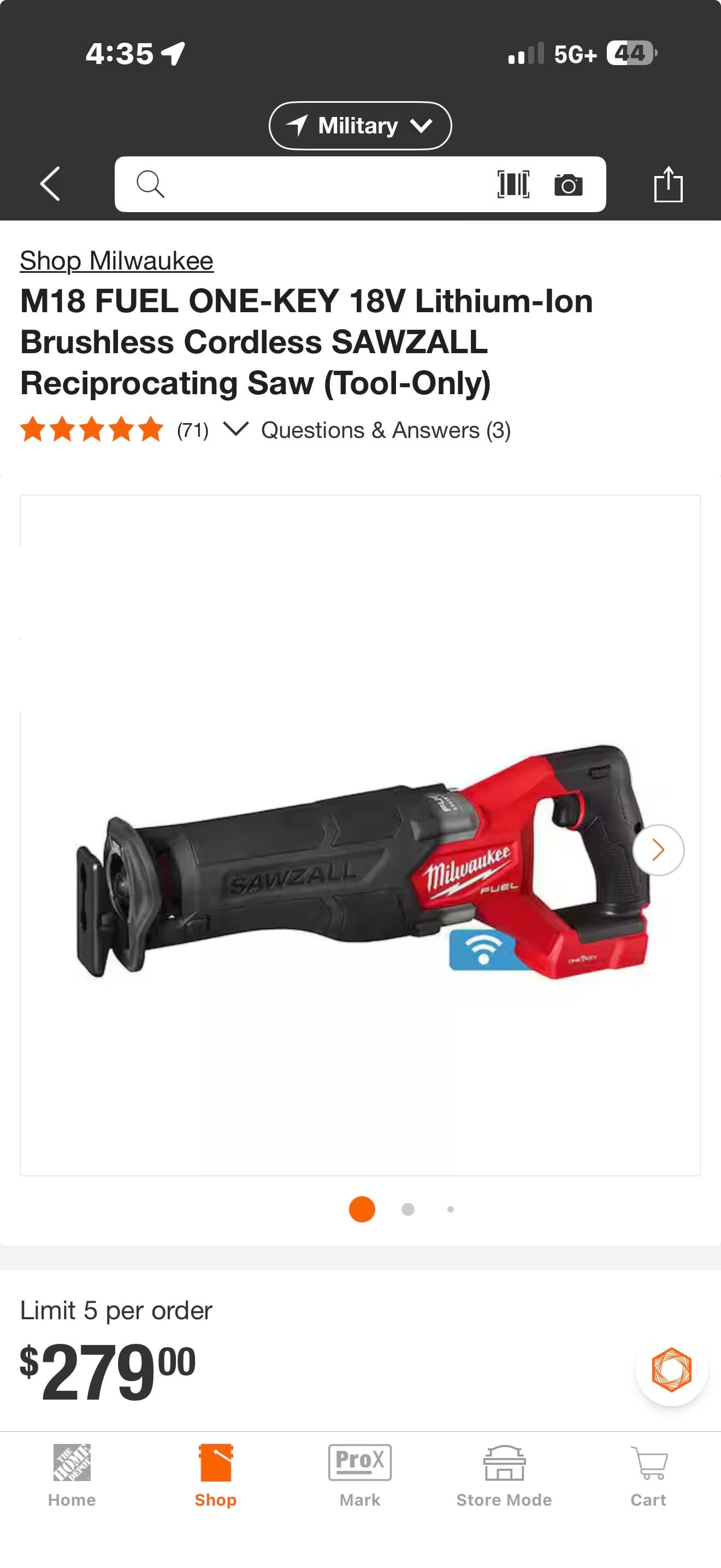 Milwaukee M18 FUEL ONE-KEY 18V Cordless Reciprocating Saw &  5Ah battery - Thumbnail 3