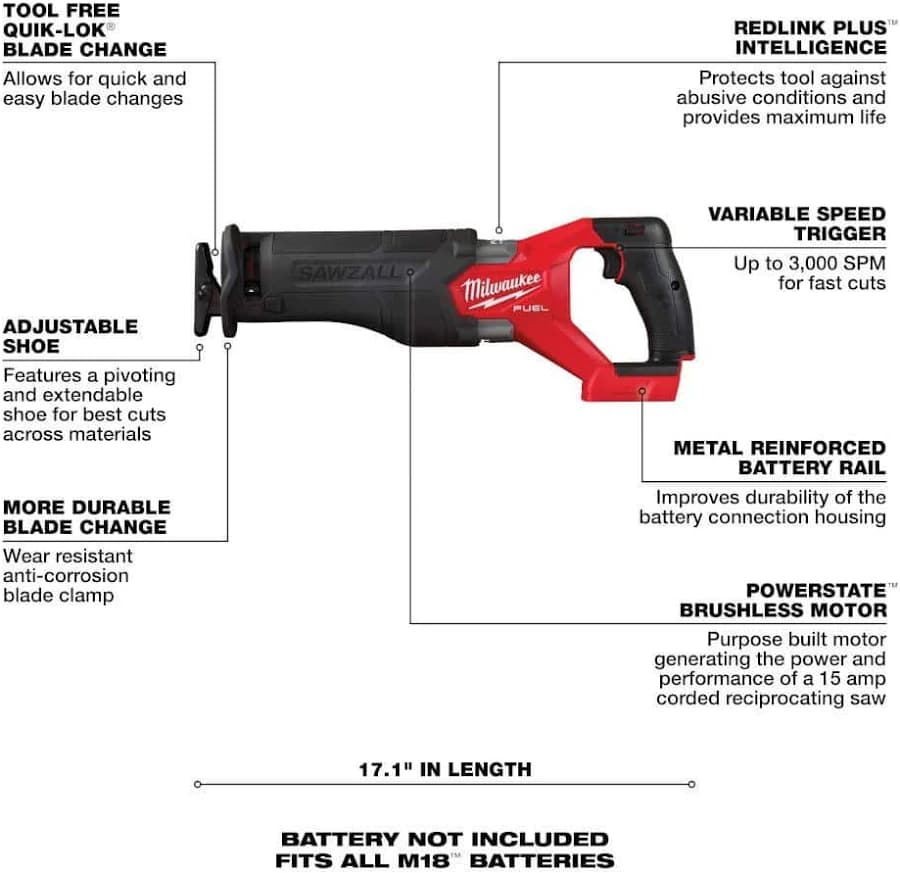 Milwaukee M18 FUEL ONE-KEY 18V Cordless Reciprocating Saw &  5Ah battery - Thumbnail 7