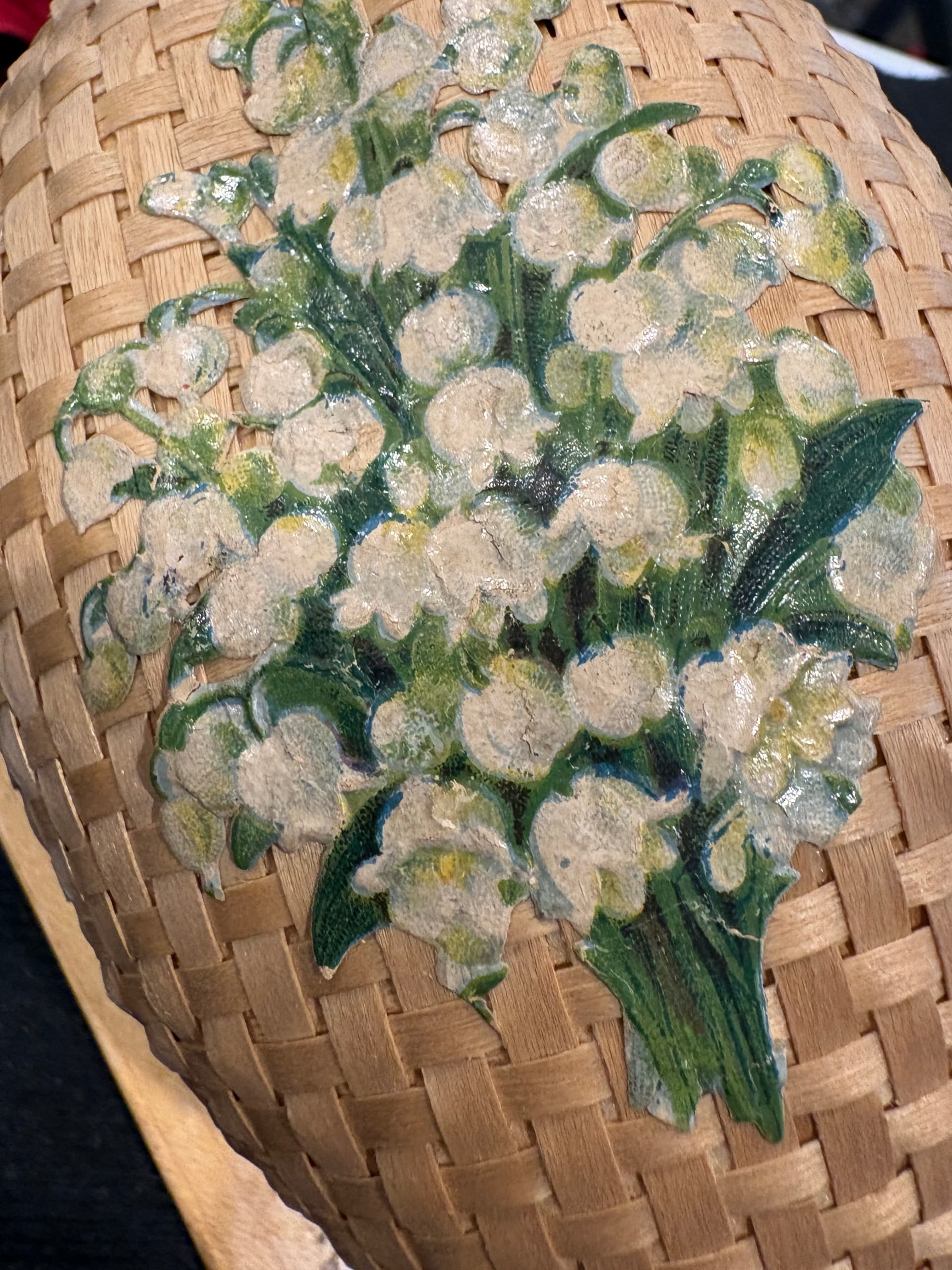 Woven Splint Egg Box, Hand-Painted Lily of the Valley, Antique Sewing (1270) - Regular - Thumbnail 6