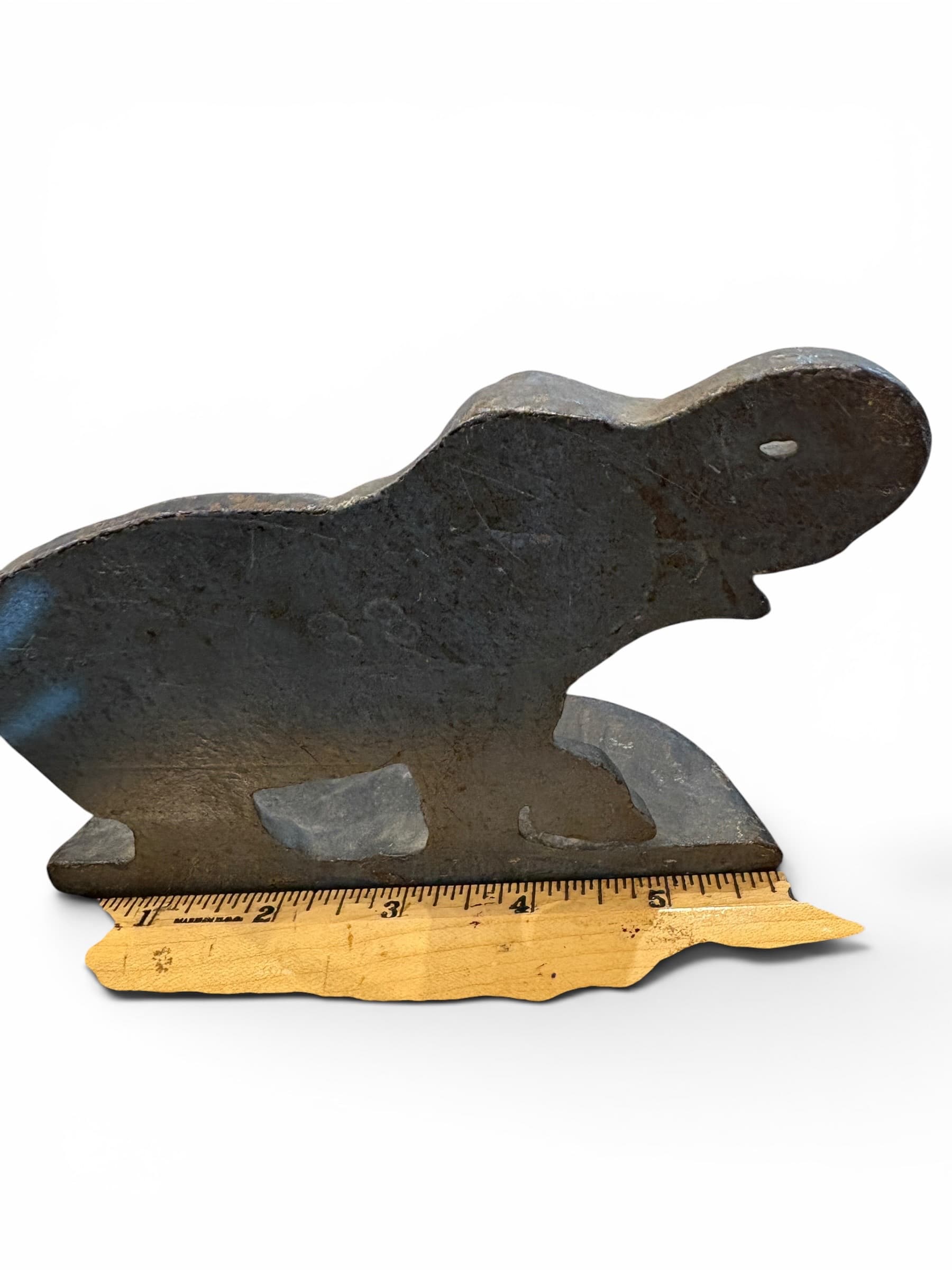 Antique Cast Iron Elephant Doorstop – Trunk Up, Saddle Blanket Detail, Flat Base (941) - Regular - Thumbnail 4