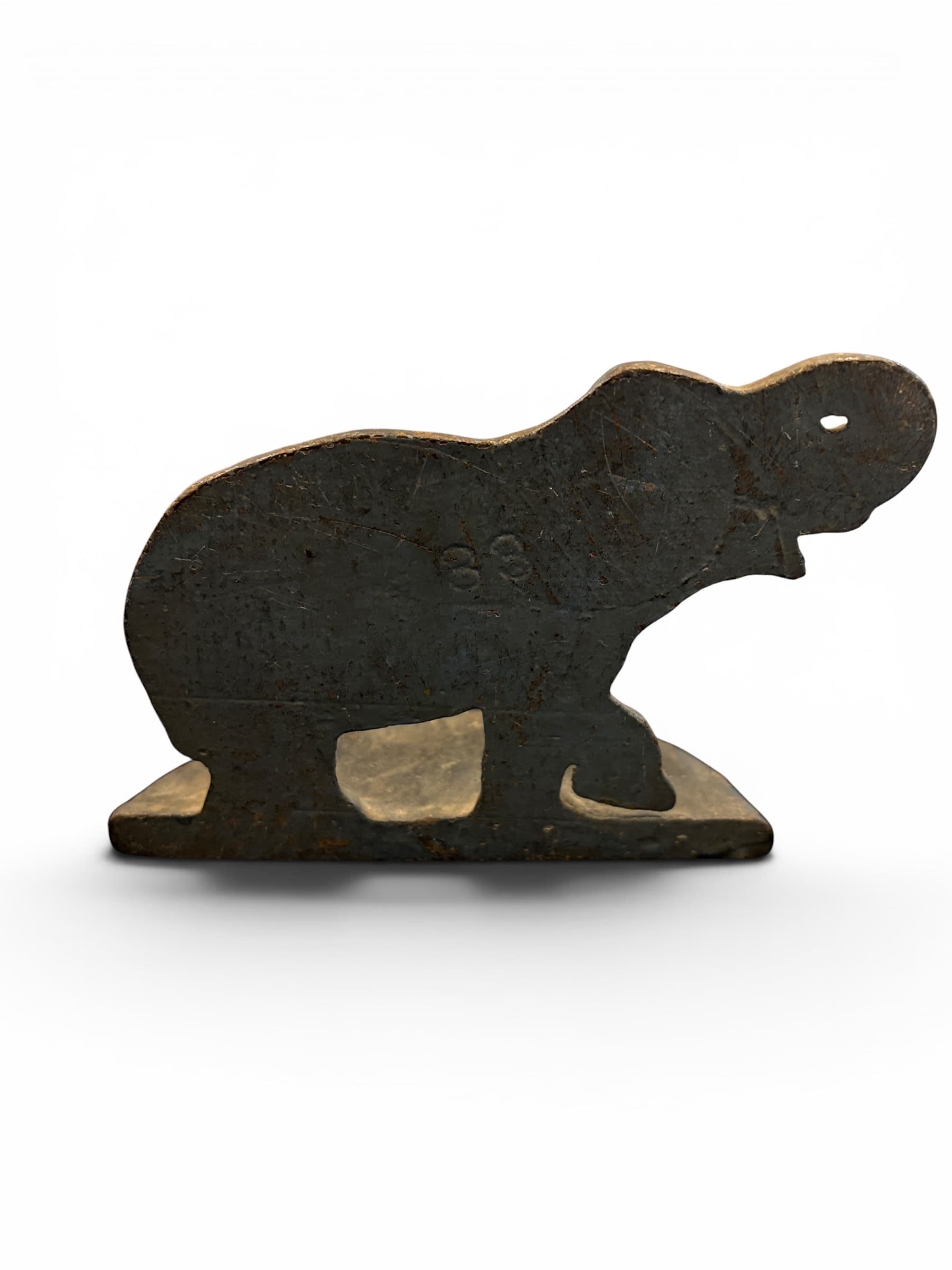 Antique Cast Iron Elephant Doorstop – Trunk Up, Saddle Blanket Detail, Flat Base (941) - Regular - Thumbnail 2