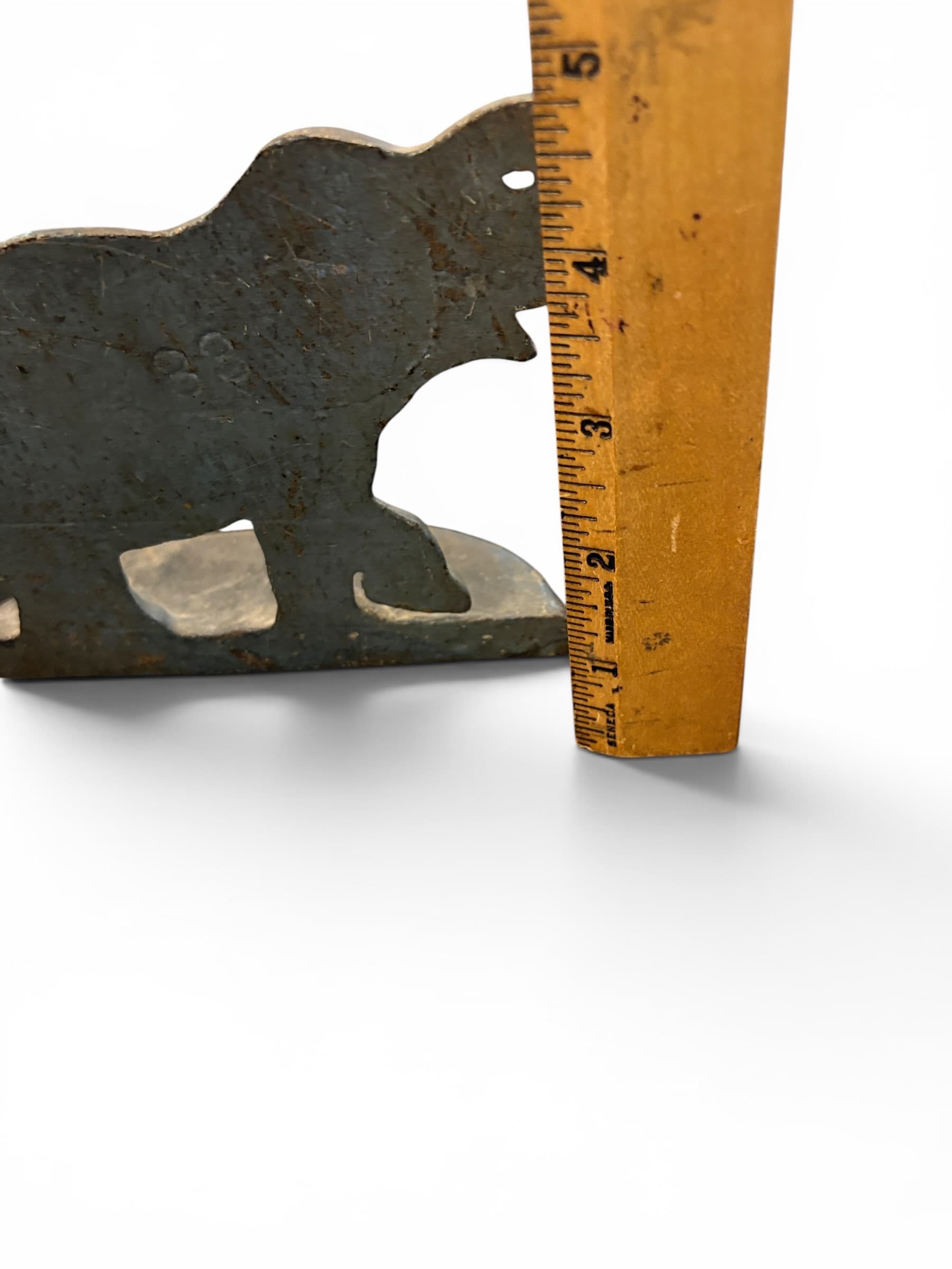 Antique Cast Iron Elephant Doorstop – Trunk Up, Saddle Blanket Detail, Flat Base (941) - Regular - Thumbnail 5