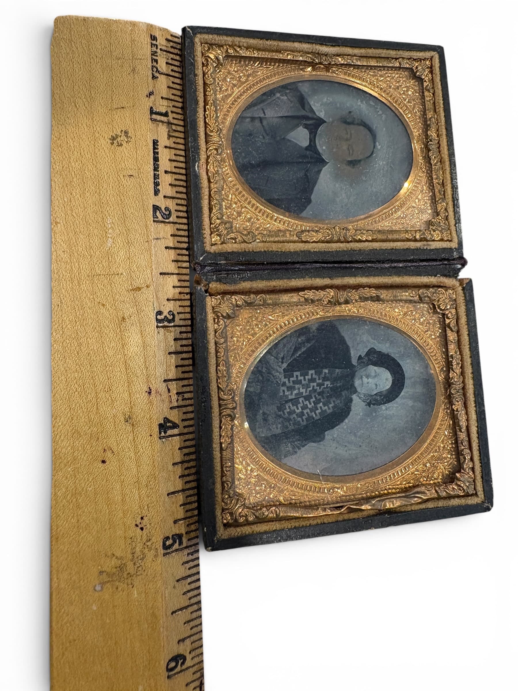 Antique Sixth Plate Union Case Ambrotype Pair - Victorian Man & Woman Portraits - Gutta Percha Thermoplastic Case (941) - Regular - Thumbnail 2