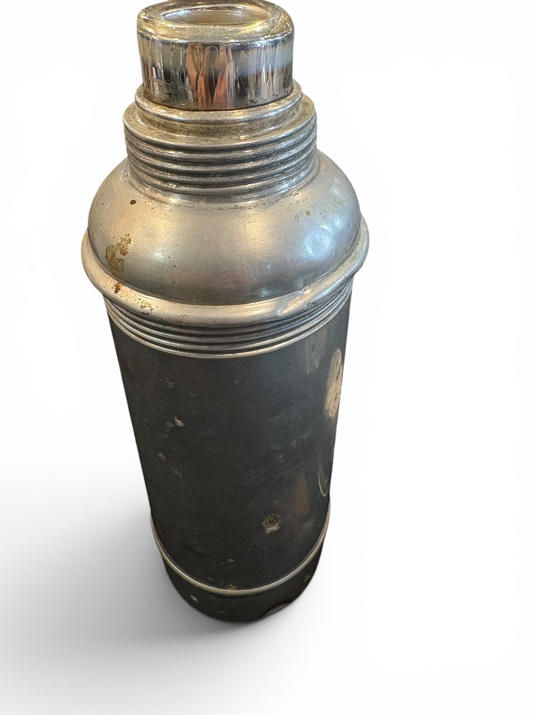 Antique USONA Vacuum Flask Thermos, Germany, Wire Bail Clamp & Cork Stopper, Metal Camp Canteen (1270) - Regular - Thumbnail 2