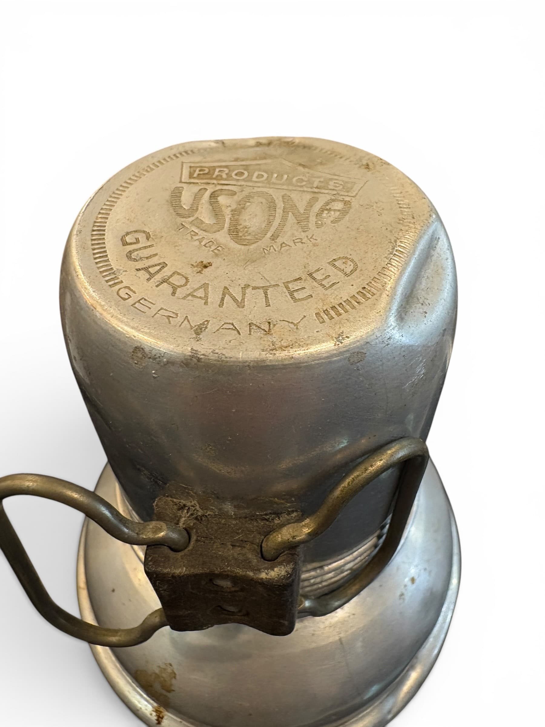 Antique USONA Vacuum Flask Thermos, Germany, Wire Bail Clamp & Cork Stopper, Metal Camp Canteen (1270) - Regular - Thumbnail 6
