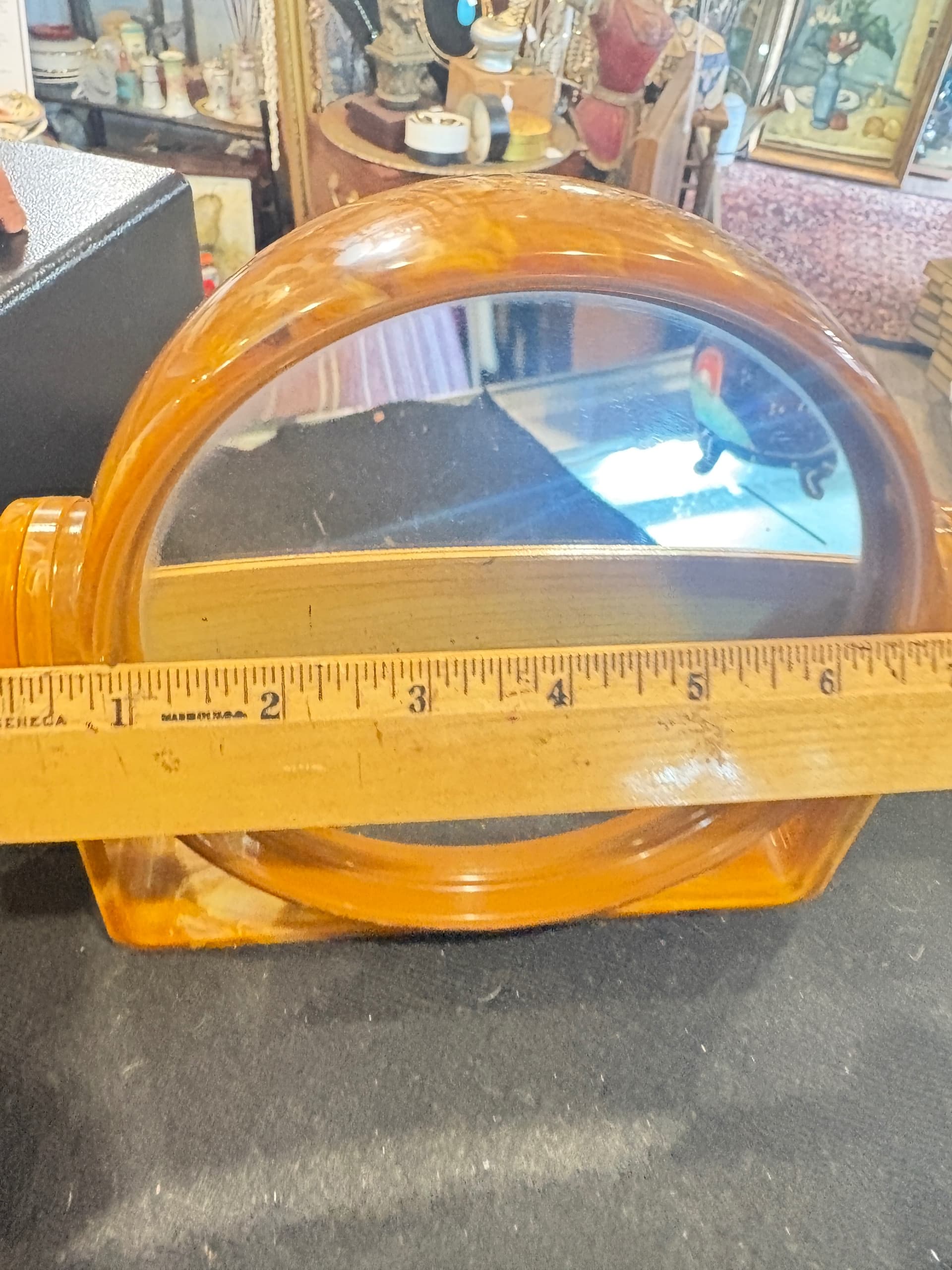 1950s Butterscotch Marbled Lucite Tilt Round Vanity Mirror (1205) - Regular - Thumbnail 5
