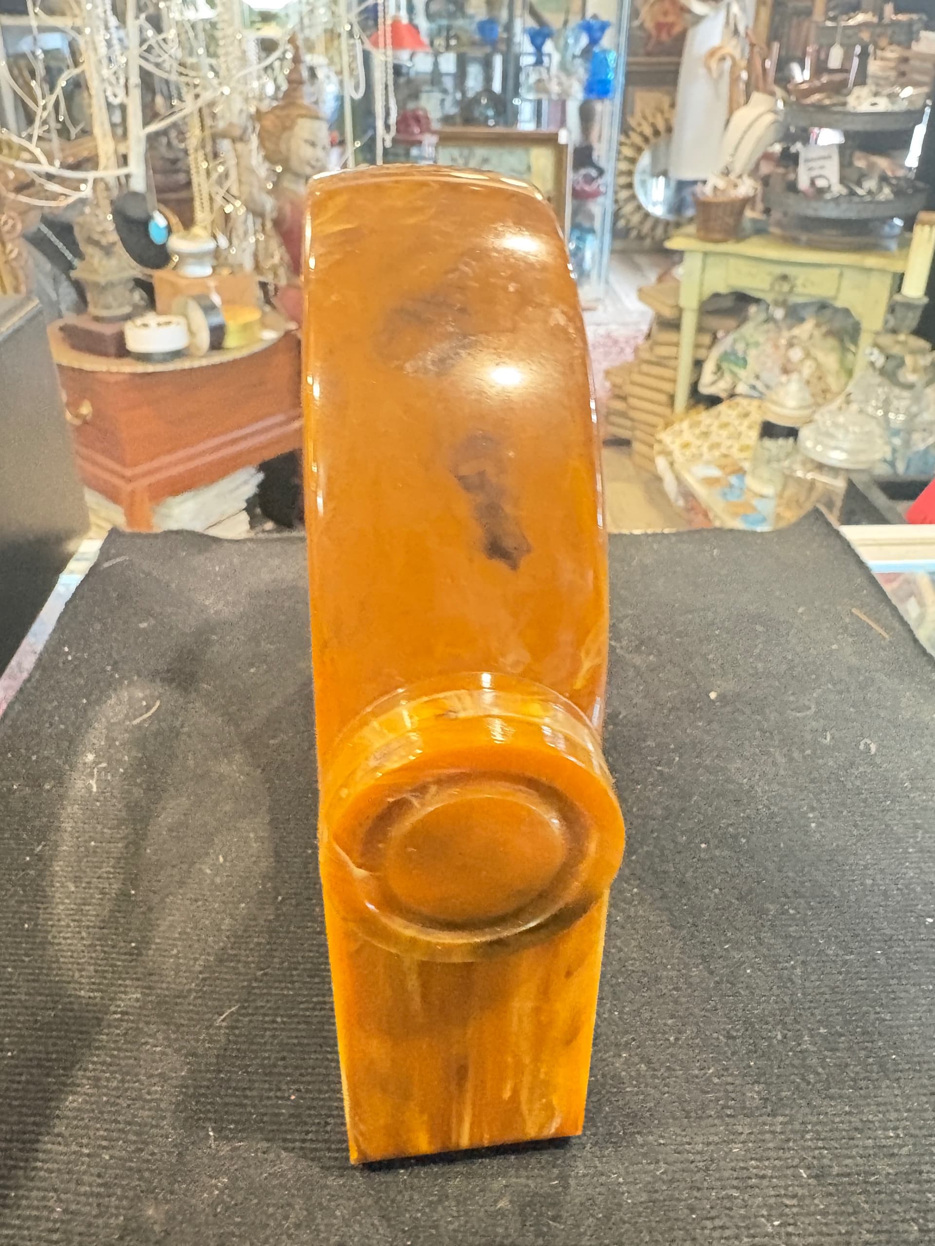 1950s Butterscotch Marbled Lucite Tilt Round Vanity Mirror (1205) - Regular - Thumbnail 8
