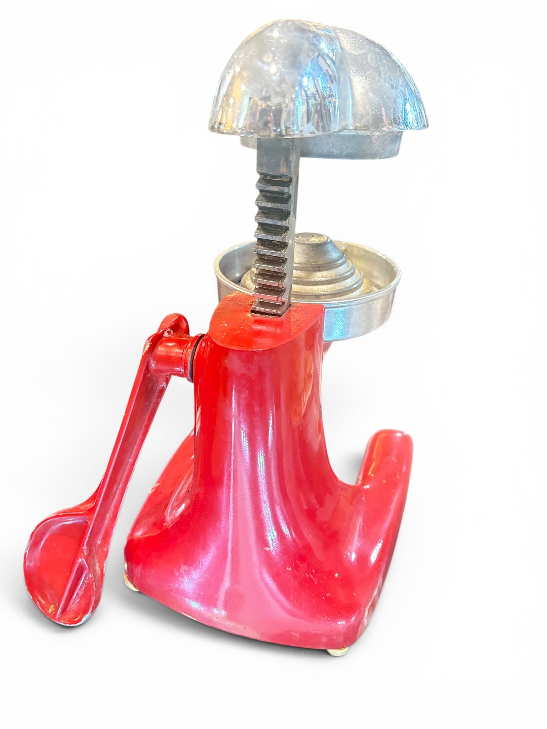 Vintage Juice King Lever Press Citrus Juicer, Red Cast Metal Tripod Base, Chrome Dome Reamer - Regular - Thumbnail 6