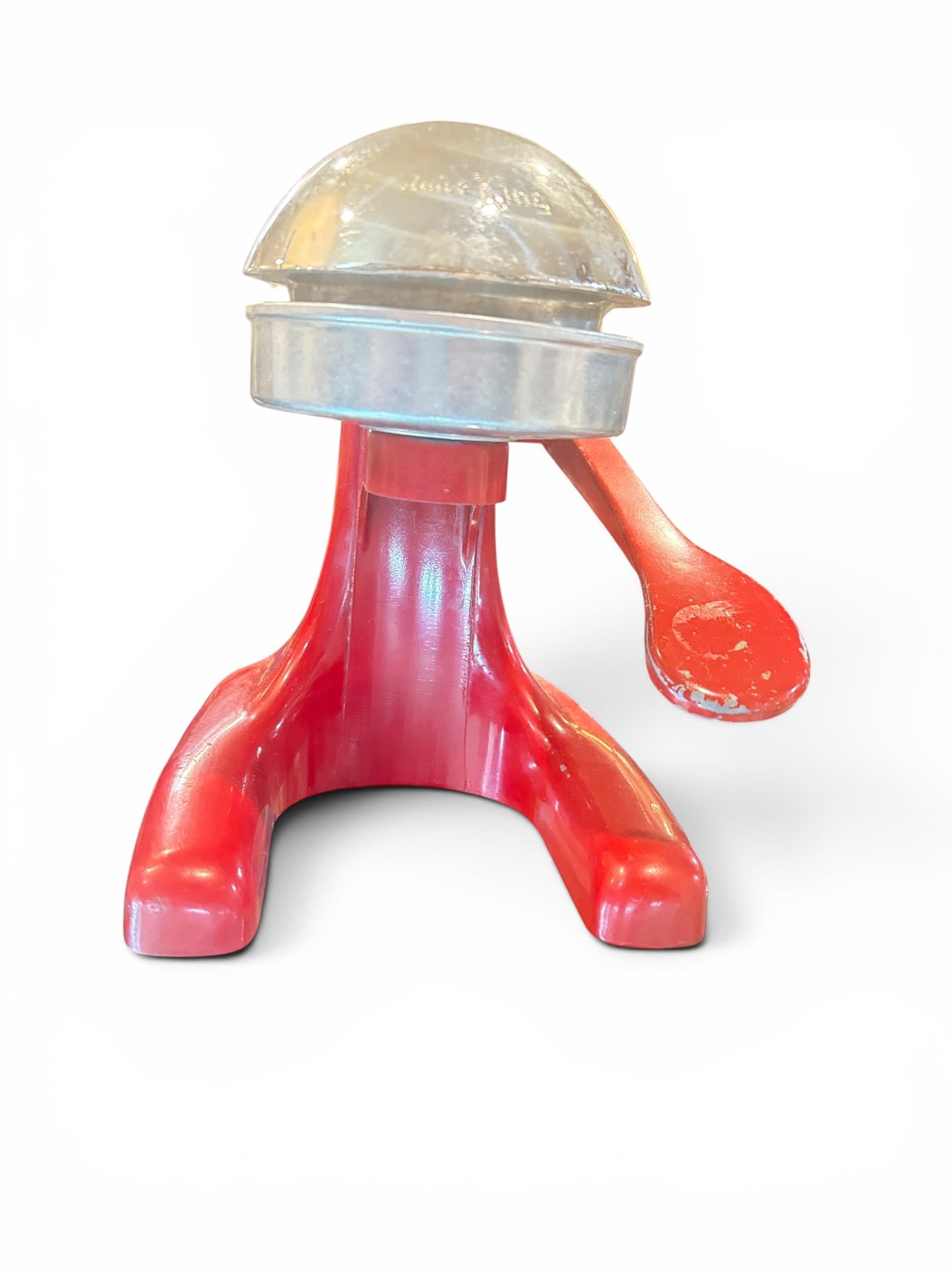 Vintage Juice King Lever Press Citrus Juicer, Red Cast Metal Tripod Base, Chrome Dome Reamer - Regular - Thumbnail 2