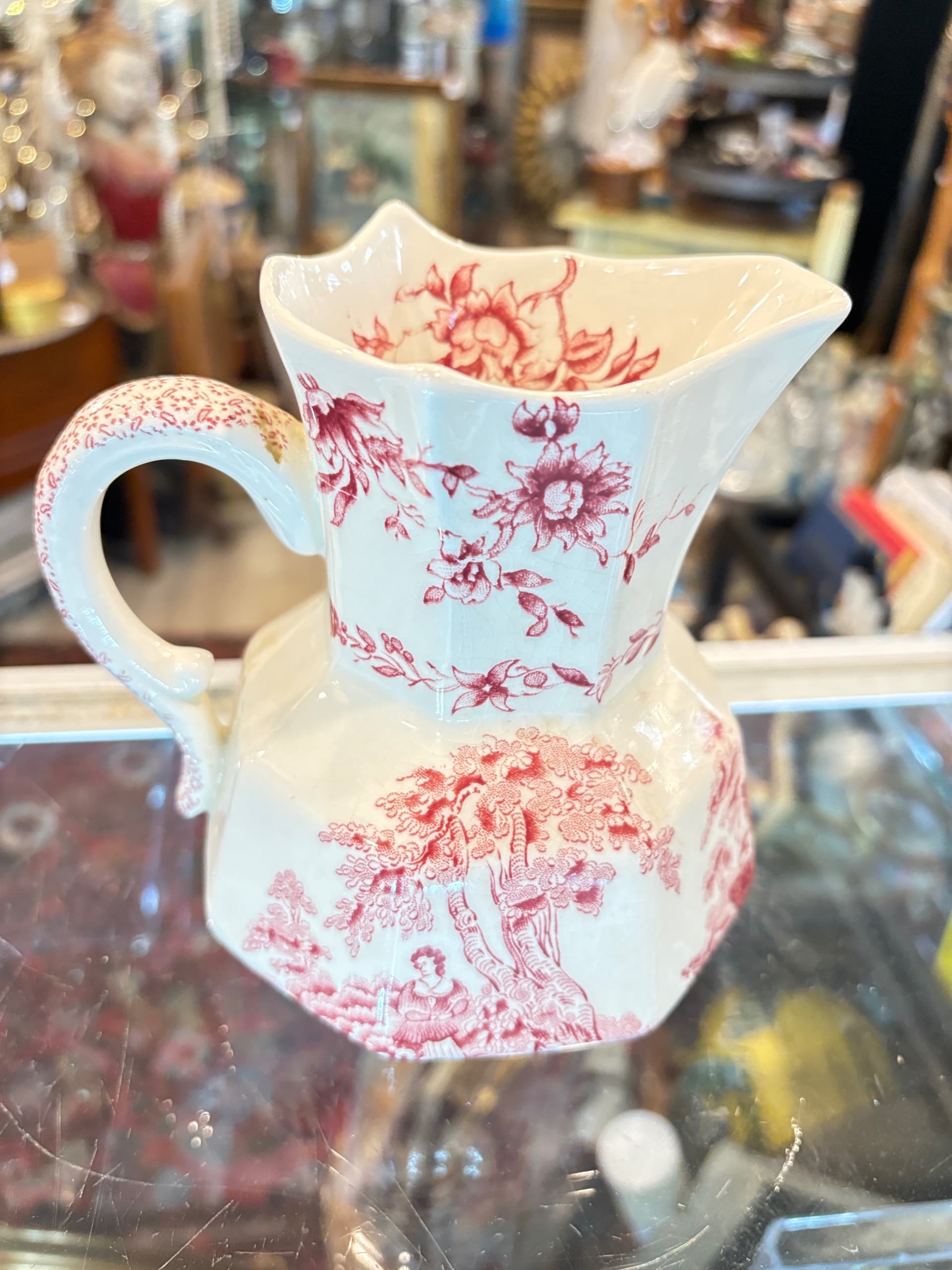 Vintage Mason’s Ironstone Pitcher Red Chinoiserie Transferware Mid Century English Pottery - Regular - Image 1