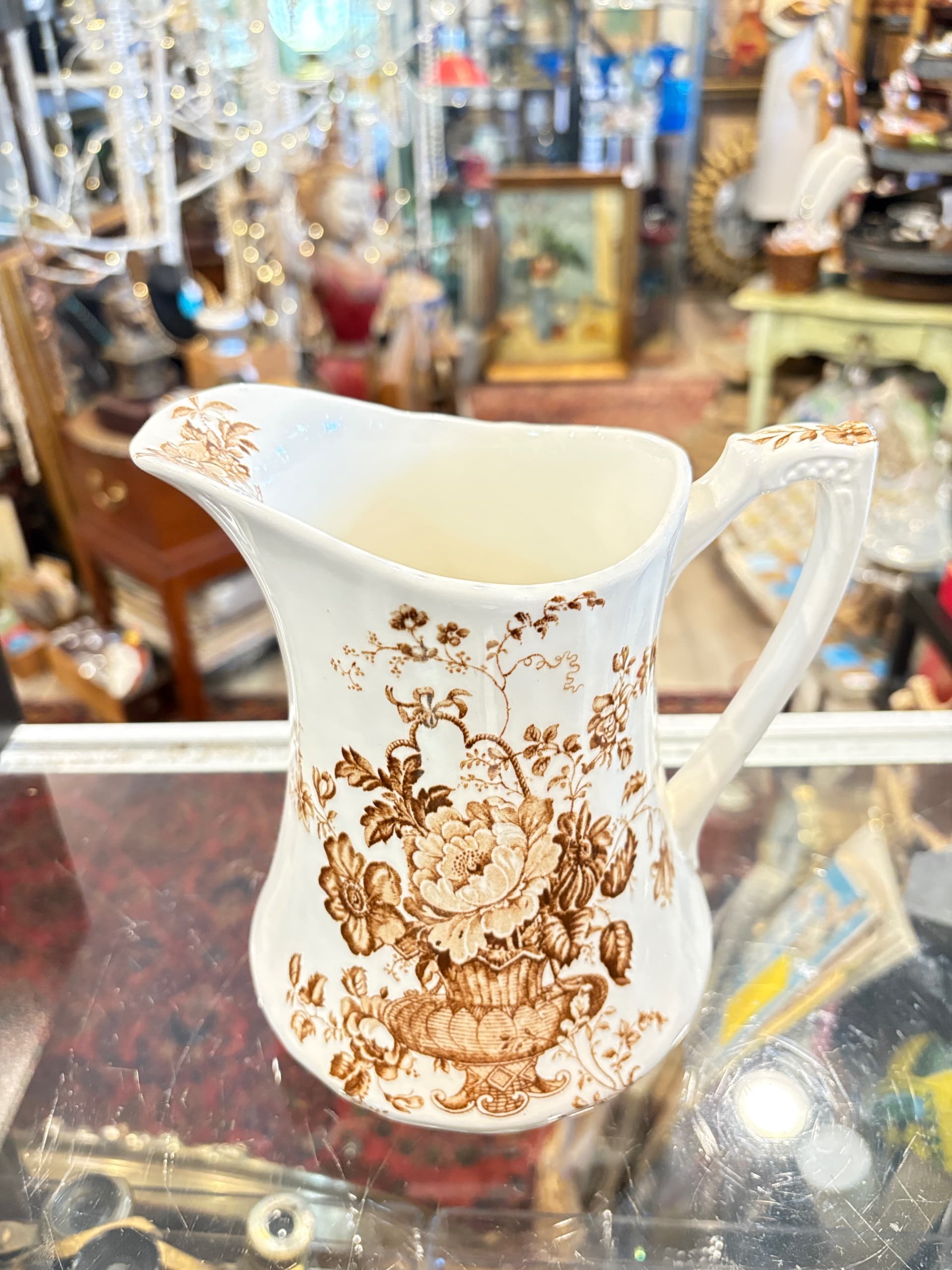 Antique Alfred Meakin “Charlotte” Brown Transferware Pitcher, Staffordshire England - Regular - Thumbnail 8