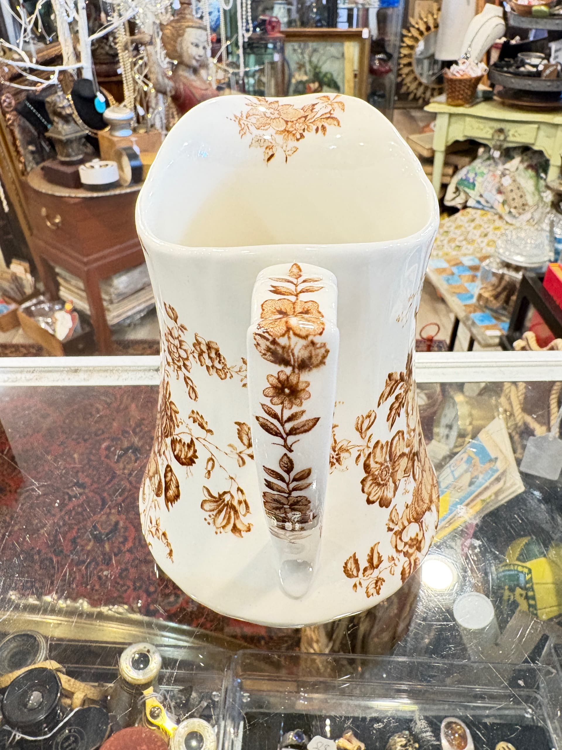 Antique Alfred Meakin “Charlotte” Brown Transferware Pitcher, Staffordshire England - Regular - Thumbnail 4