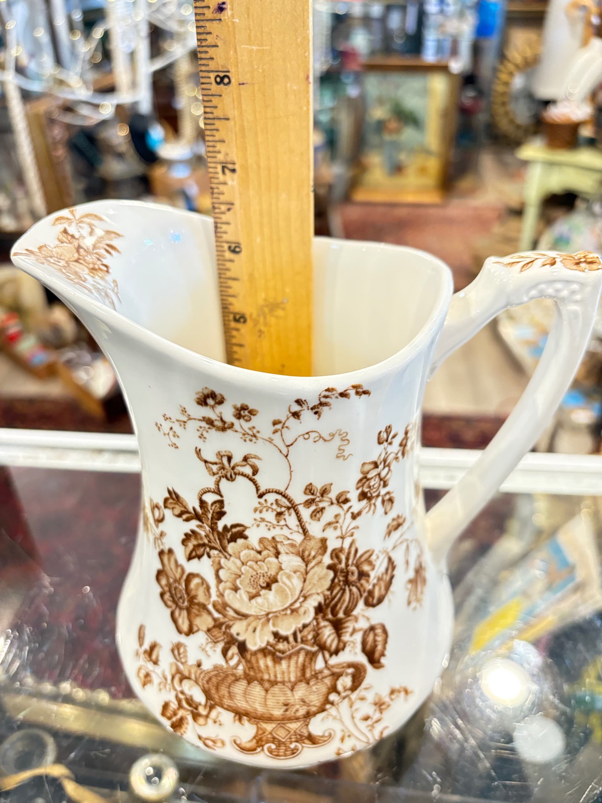 Antique Alfred Meakin “Charlotte” Brown Transferware Pitcher, Staffordshire England - Regular - Thumbnail 7