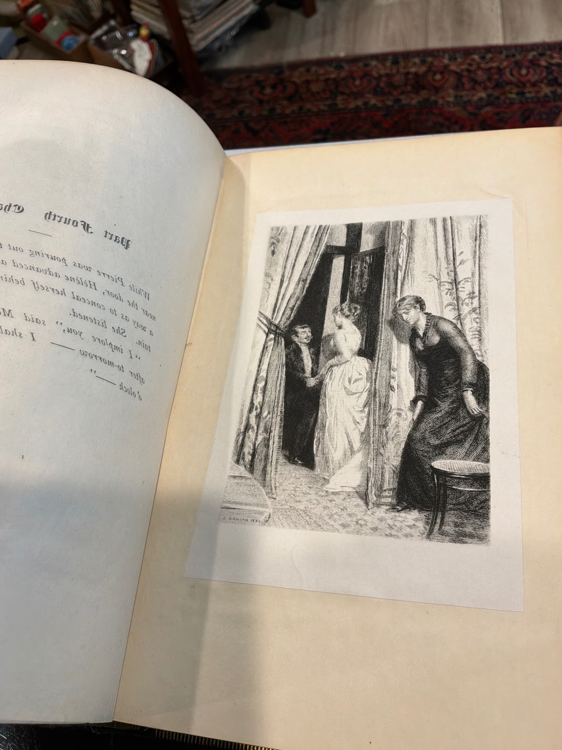 Antique 1884 Emile Zola “A Page of Love” Vol II Limited Edition No. 576/1000 Japanese Vellum Leather Bound Illustrated Book - Regular - Thumbnail 4
