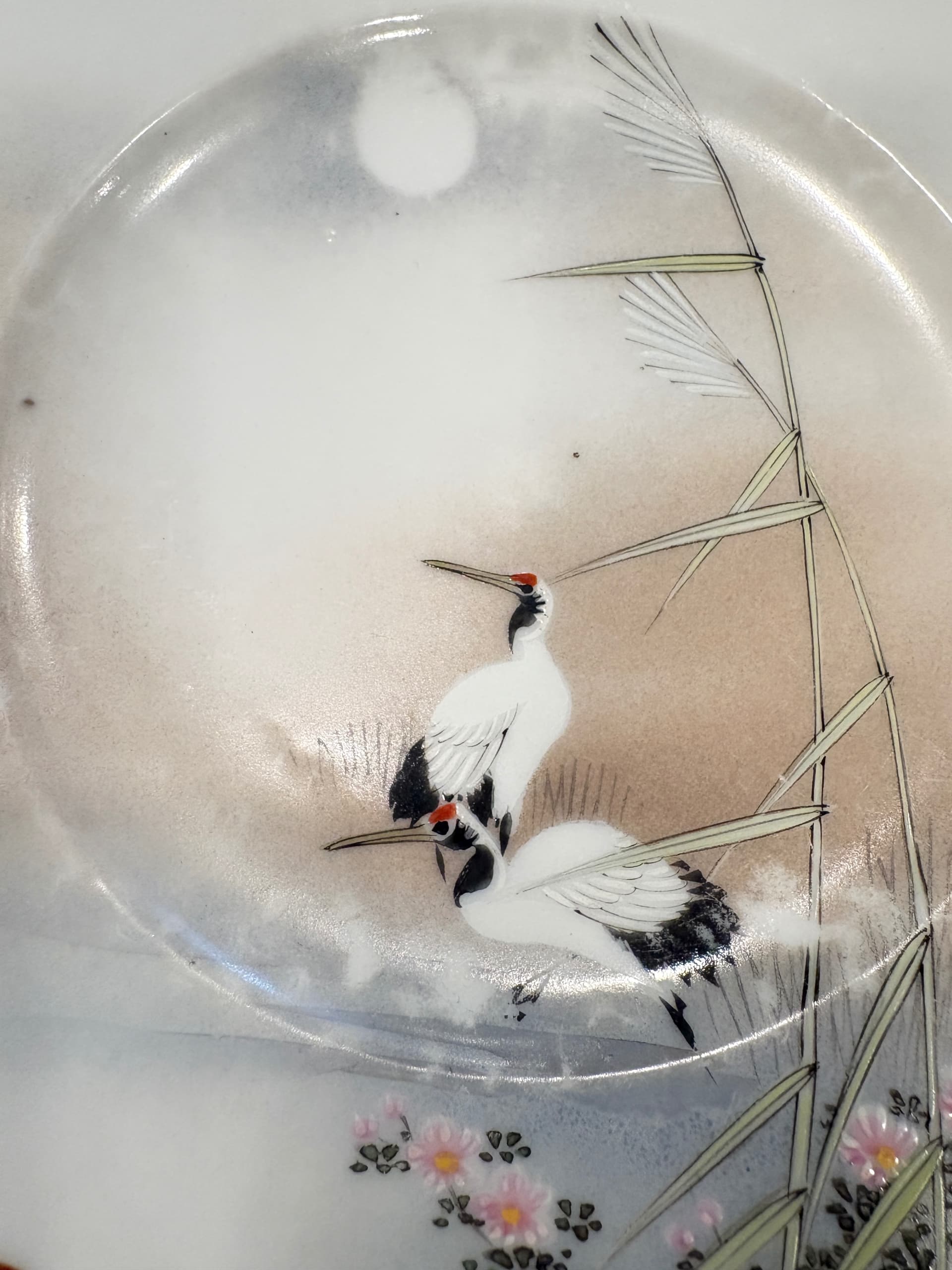 Japanese Hand-Painted Cranes Moon Porcelain Plates Set of 6 (941) - Regular - Thumbnail 5