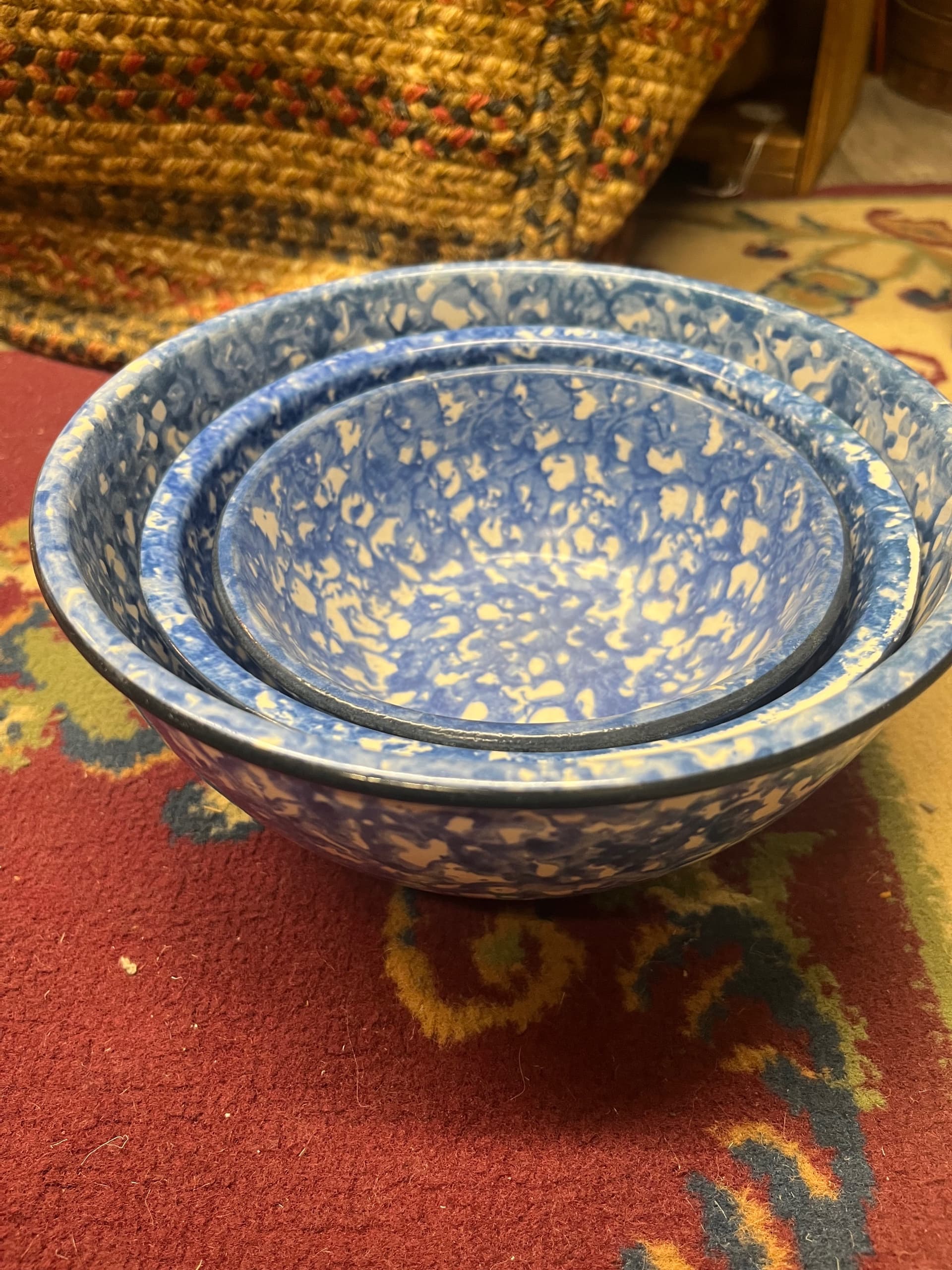Stangl Pottery Town & Country Blue Spongeware Nesting Bowls Set of 3 (1272) - Regular - Image 1