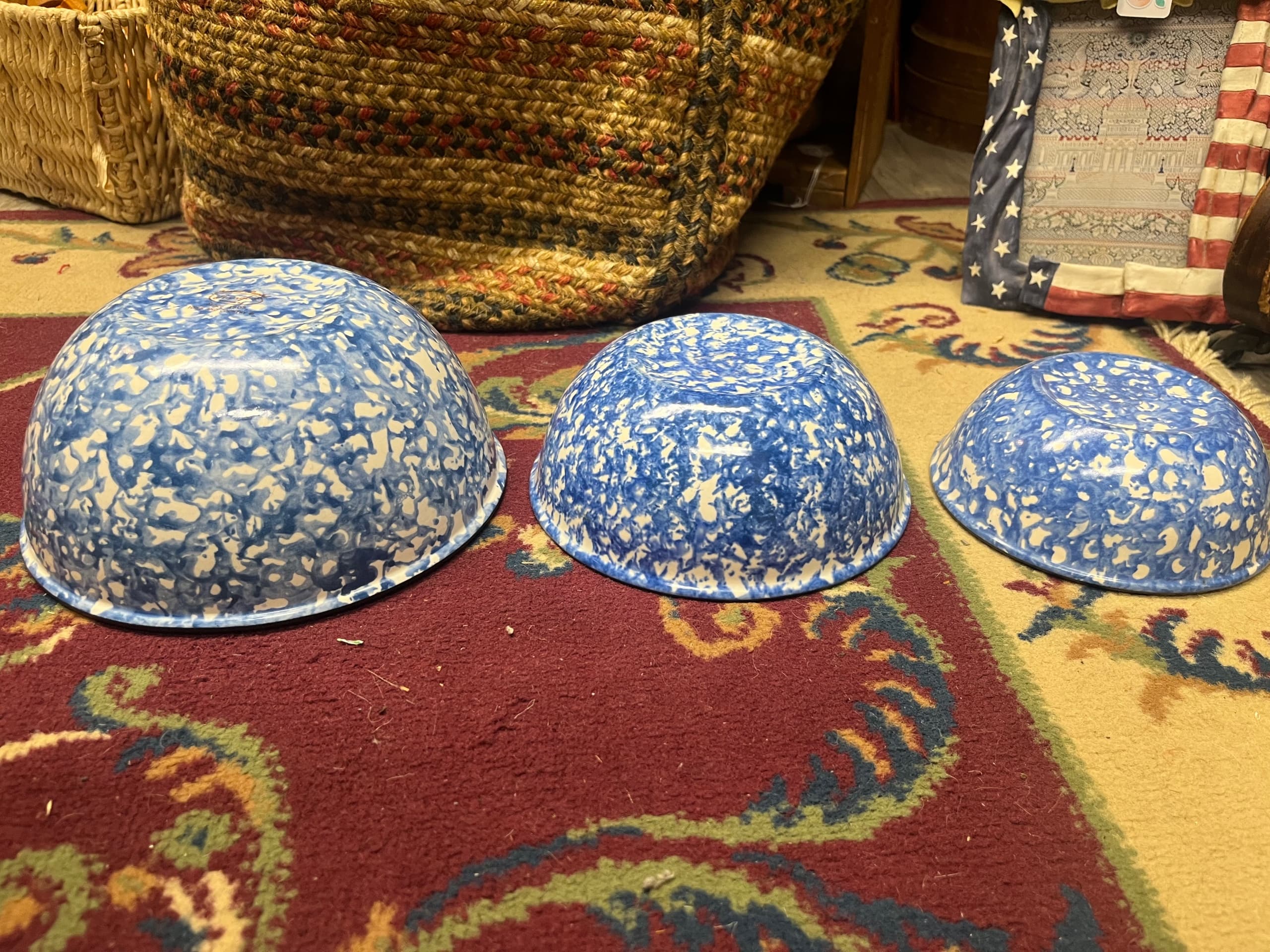 Stangl Pottery Town & Country Blue Spongeware Nesting Bowls Set of 3 (1272) - Regular - Thumbnail 5