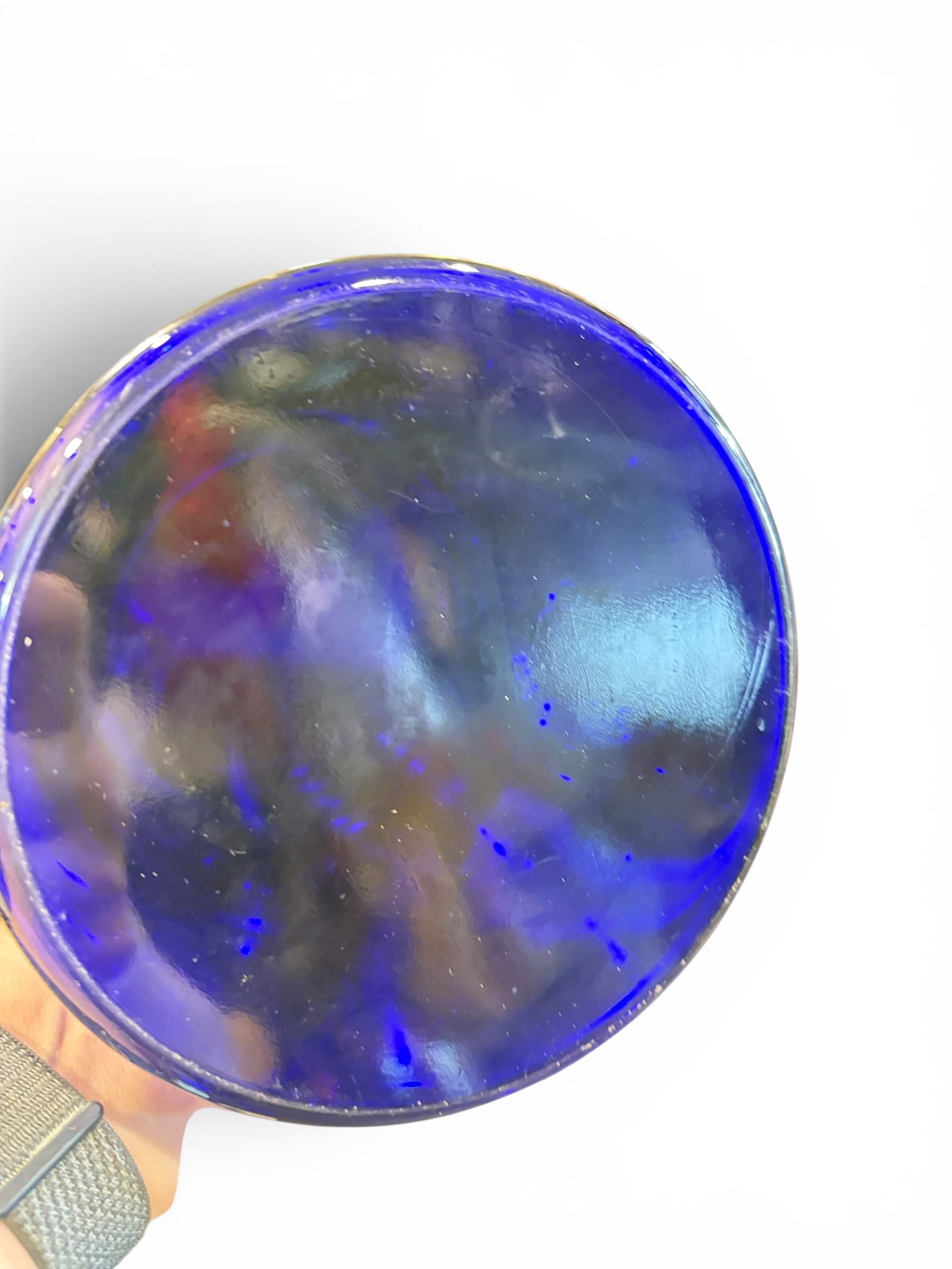 Cobalt Blue Hand Blown Art Glass Pitcher Creamer Ruffled Spout Unmarked - Regular - Thumbnail 4