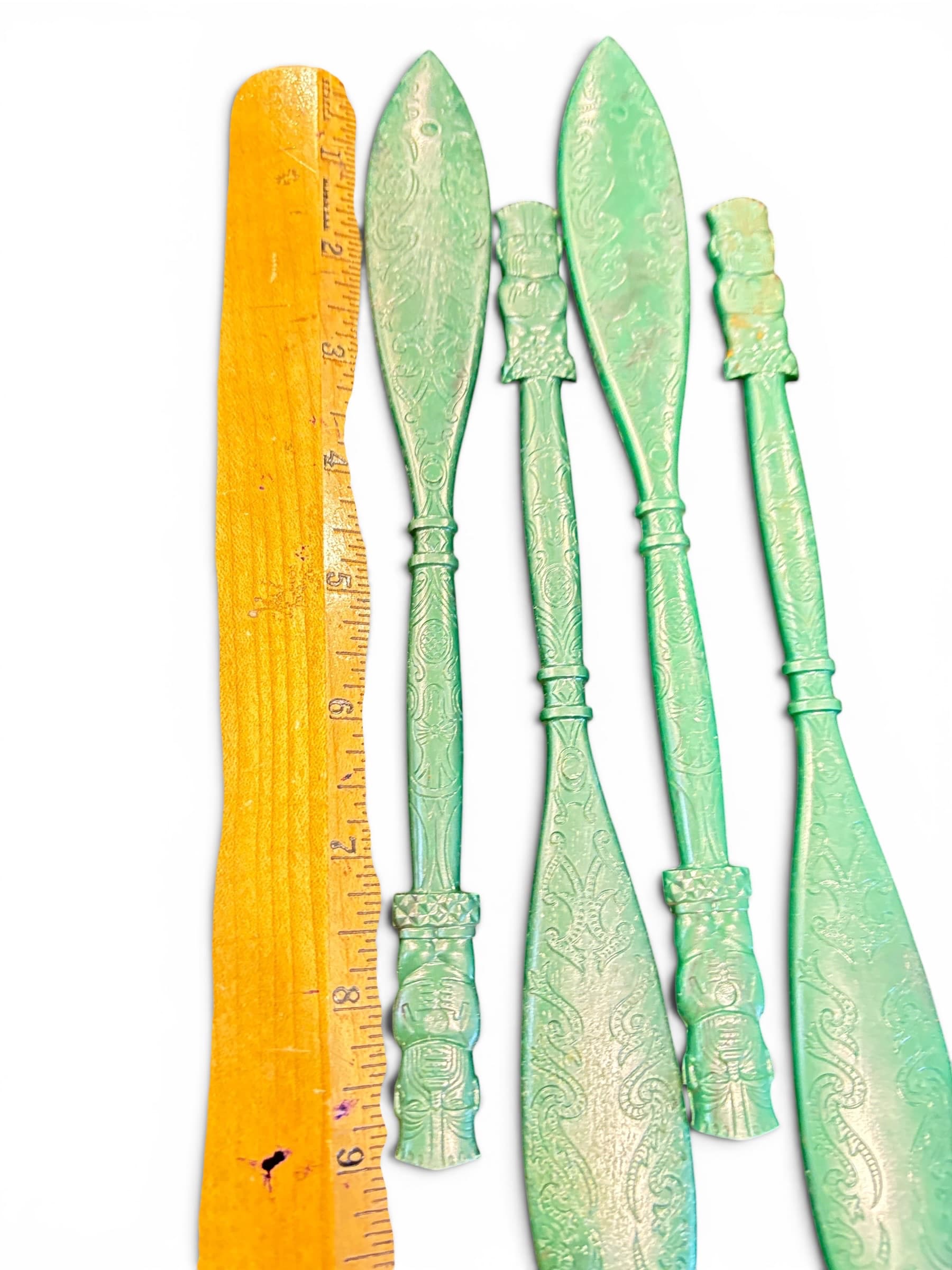 Vintage Tiki Bar Swizzle Sticks Set of 4 Mid-Century Green (1205) - Regular - Thumbnail 3