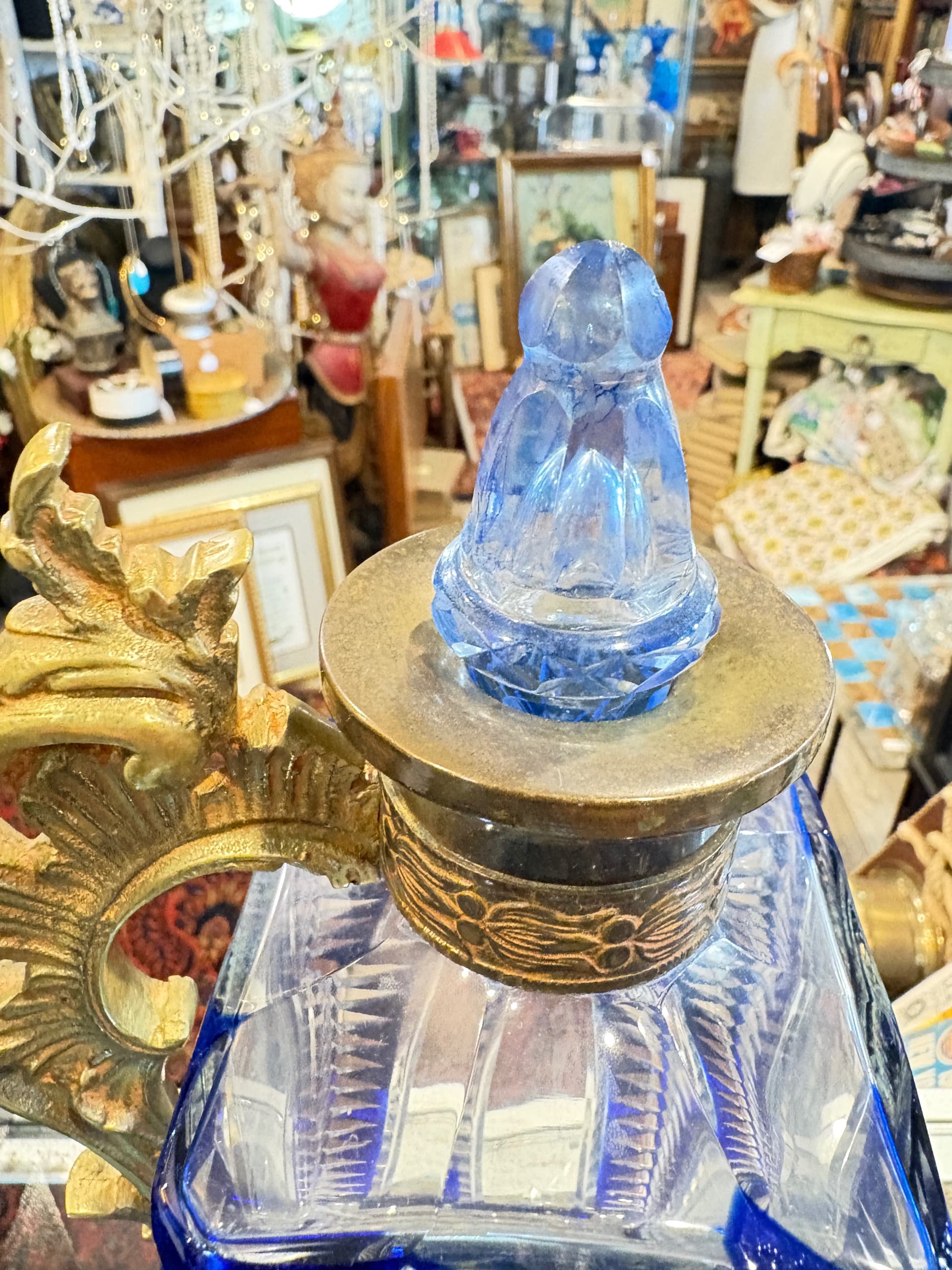 19th C. Cobalt Blue Cut-to-Clear Crystal Ewer, Gilt Mounts (1205) - Regular - Thumbnail 5