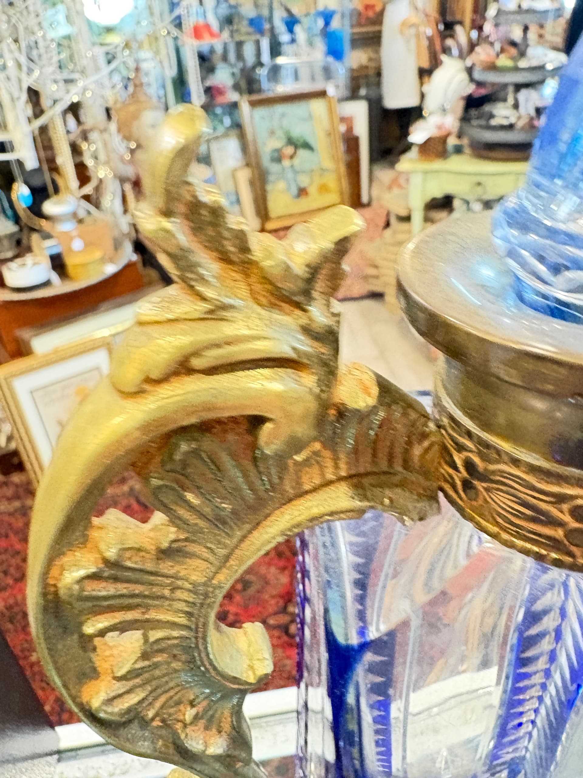 19th C. Cobalt Blue Cut-to-Clear Crystal Ewer, Gilt Mounts (1205) - Regular - Thumbnail 6
